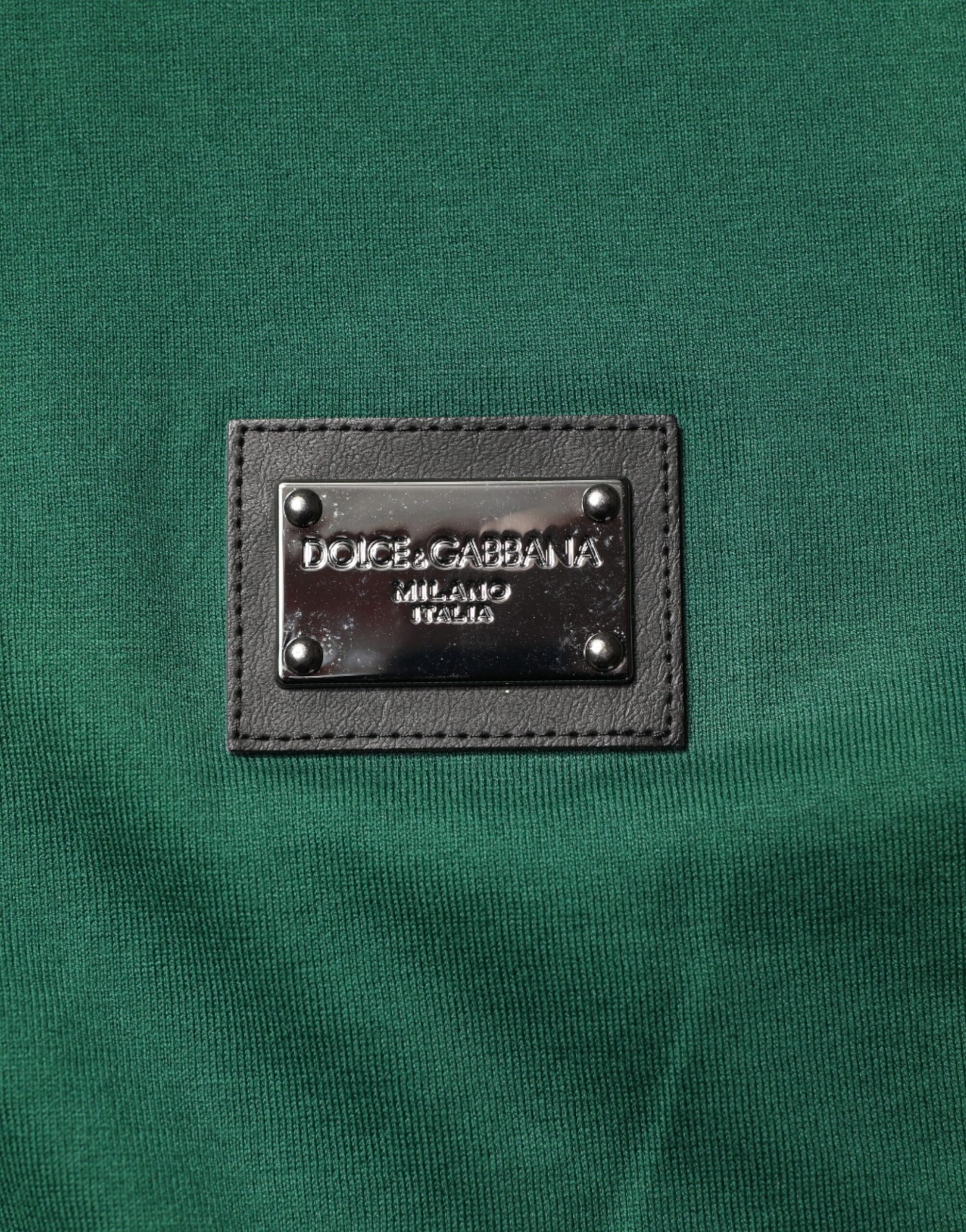 Dolce & Gabbana Green Logo Plaque Cotton Crew Neck T-shirt | Regal Royce