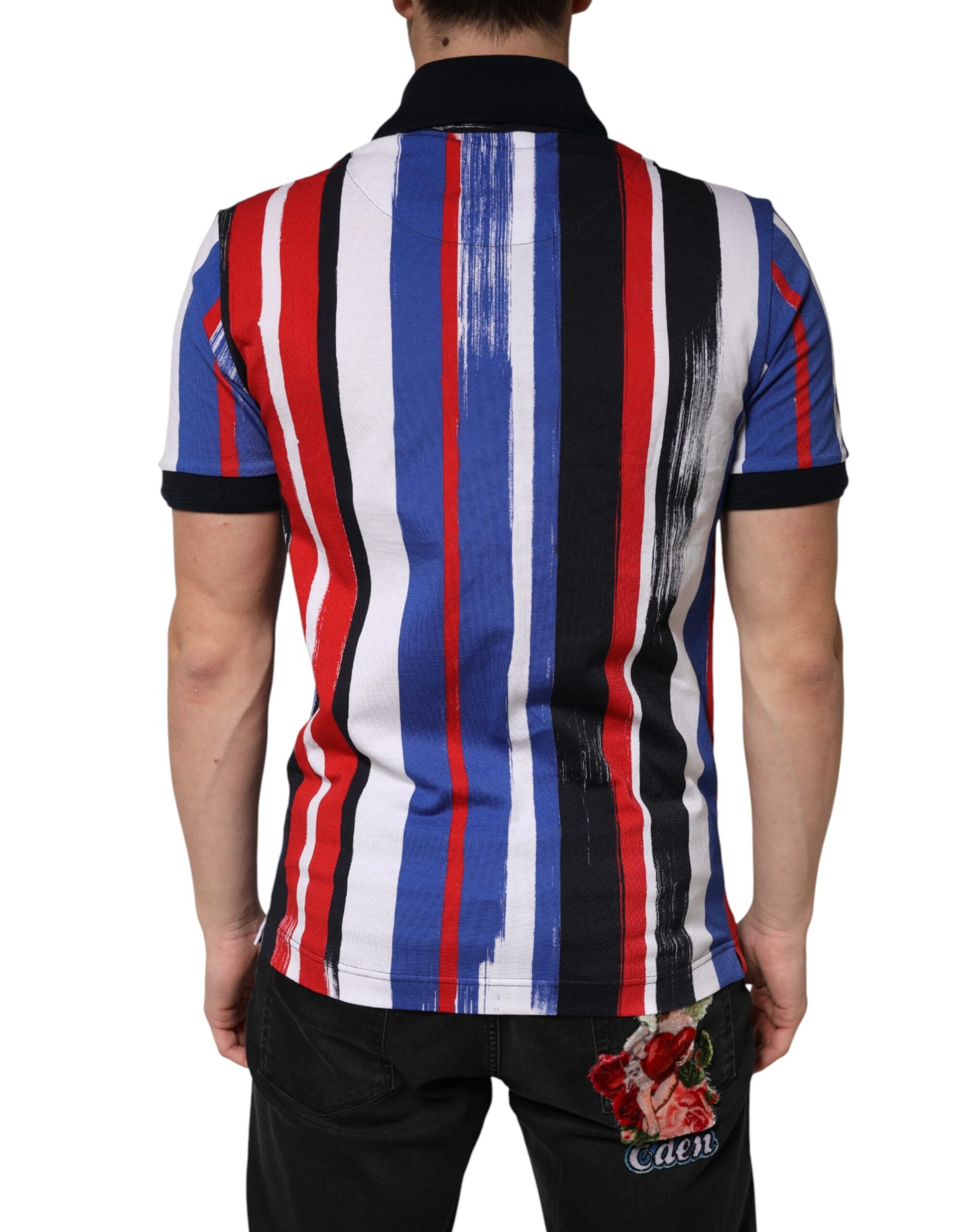 Dolce & Gabbana Multicolor Stripes Cotton Men Polo T-shirt | Regal Royce