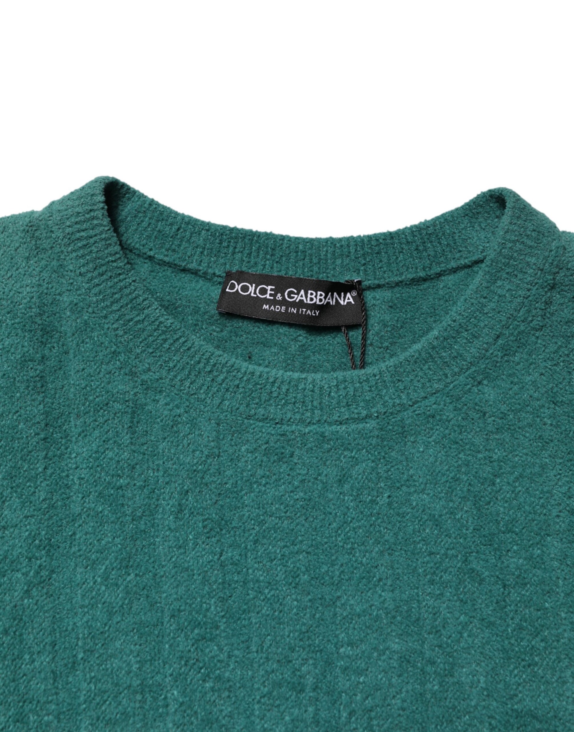 Dolce & Gabbana Dark Green Cotton Blend Men Crew Neck T-shirt | Regal Royce