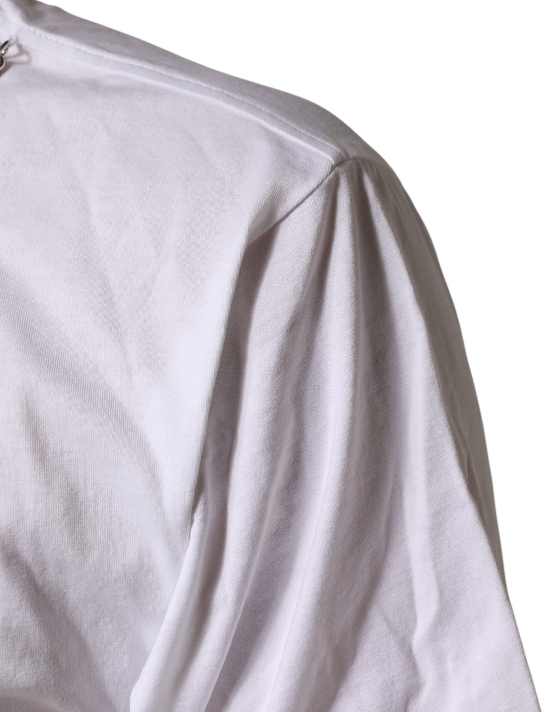 Dolce & Gabbana White Cotton Necklace Embellished T-shirt | Regal Royce