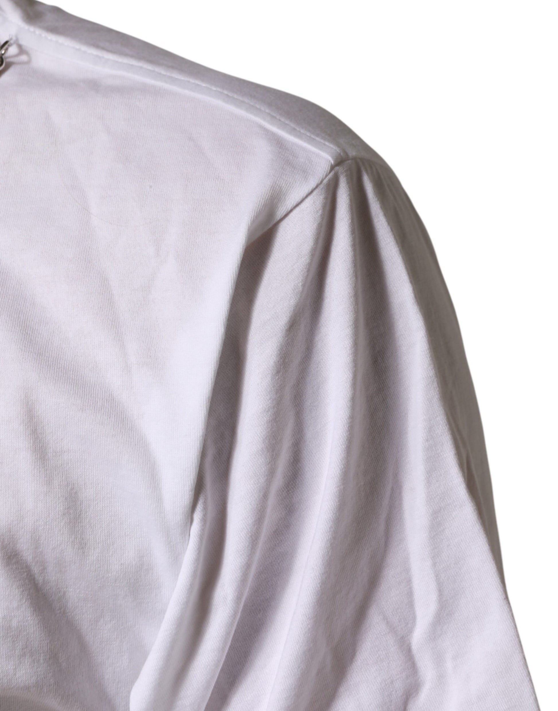 Dolce & Gabbana White Cotton Necklace Embellished T-shirt | Regal Royce
