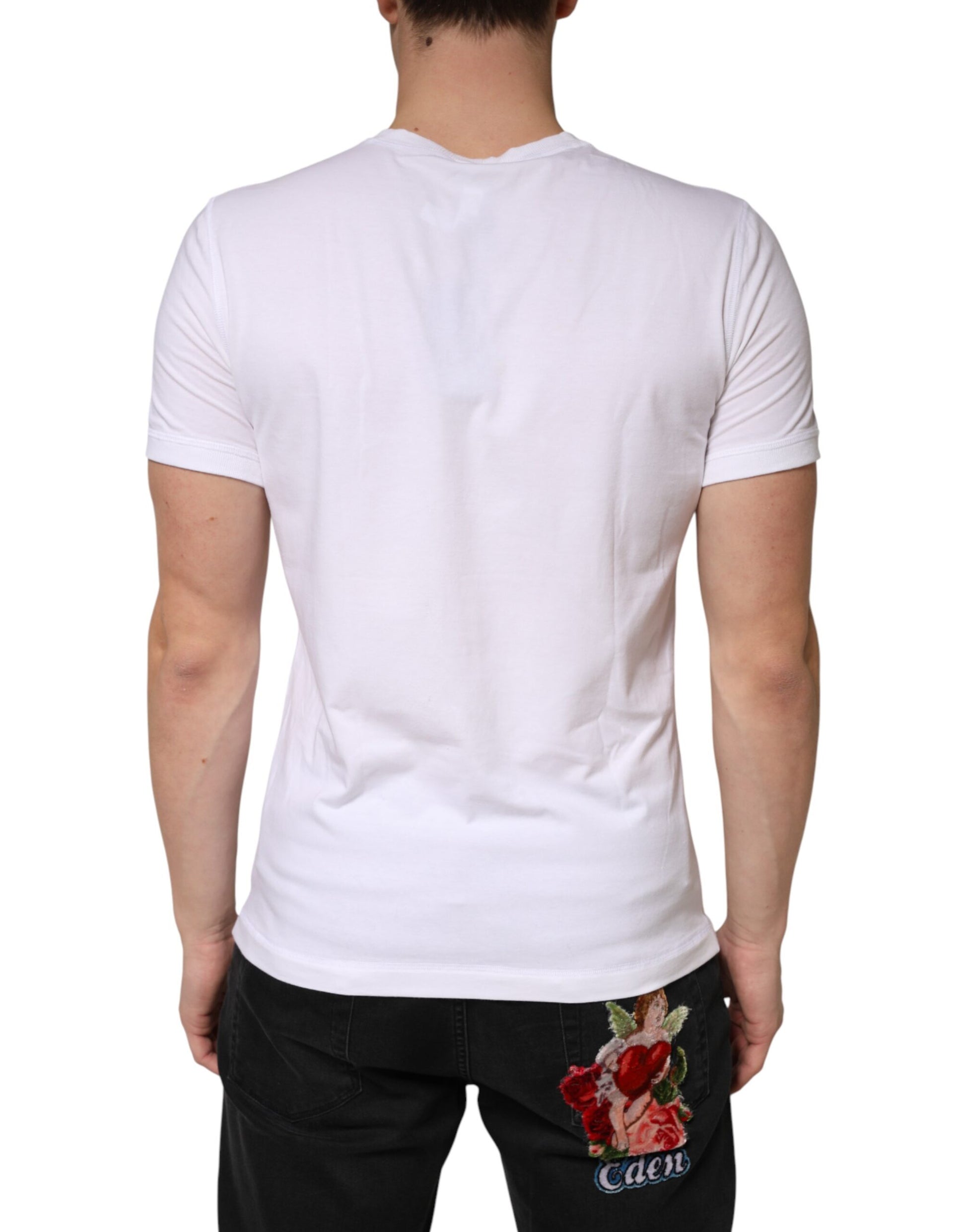 Dolce & Gabbana White Cotton Deep V-Neck Underwear Tee T-shirt | Regal Royce