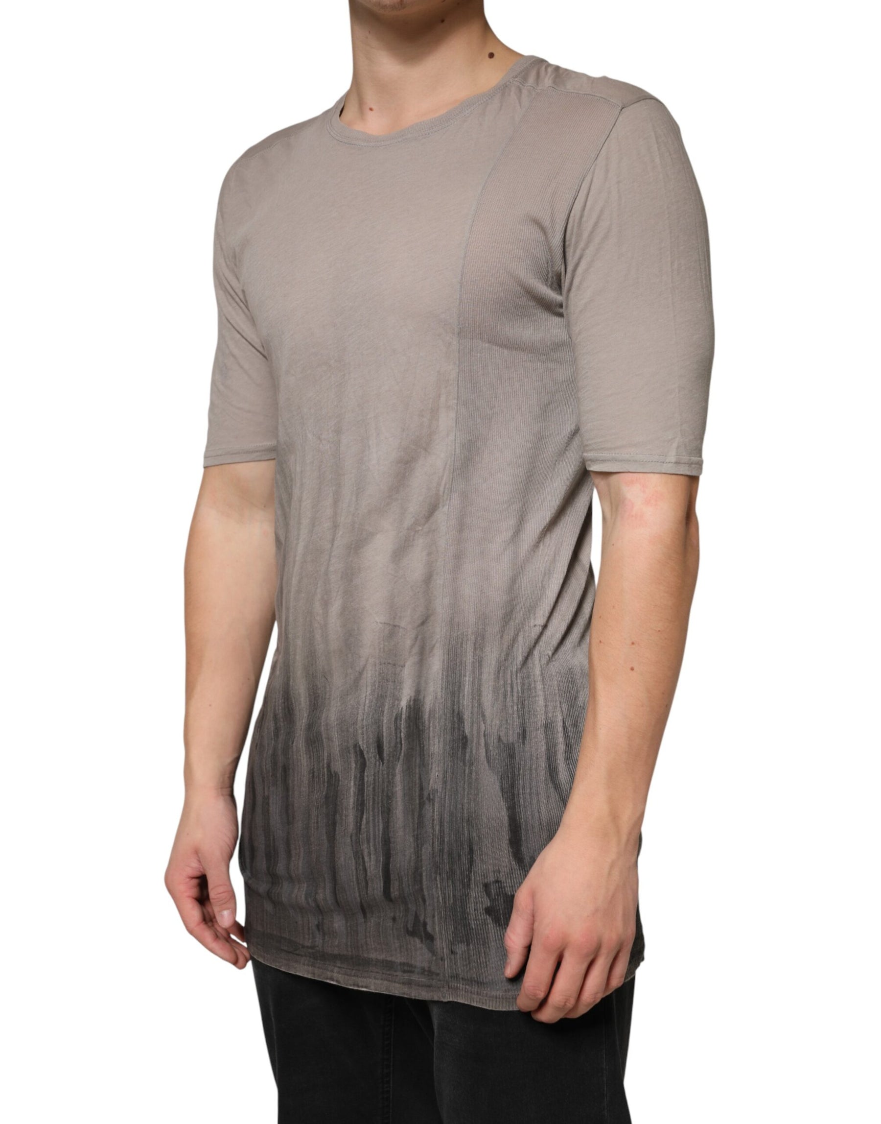 Laneus Gray Two Tone Cotton Round Neck Short Sleeves T-shirt | Regal Royce