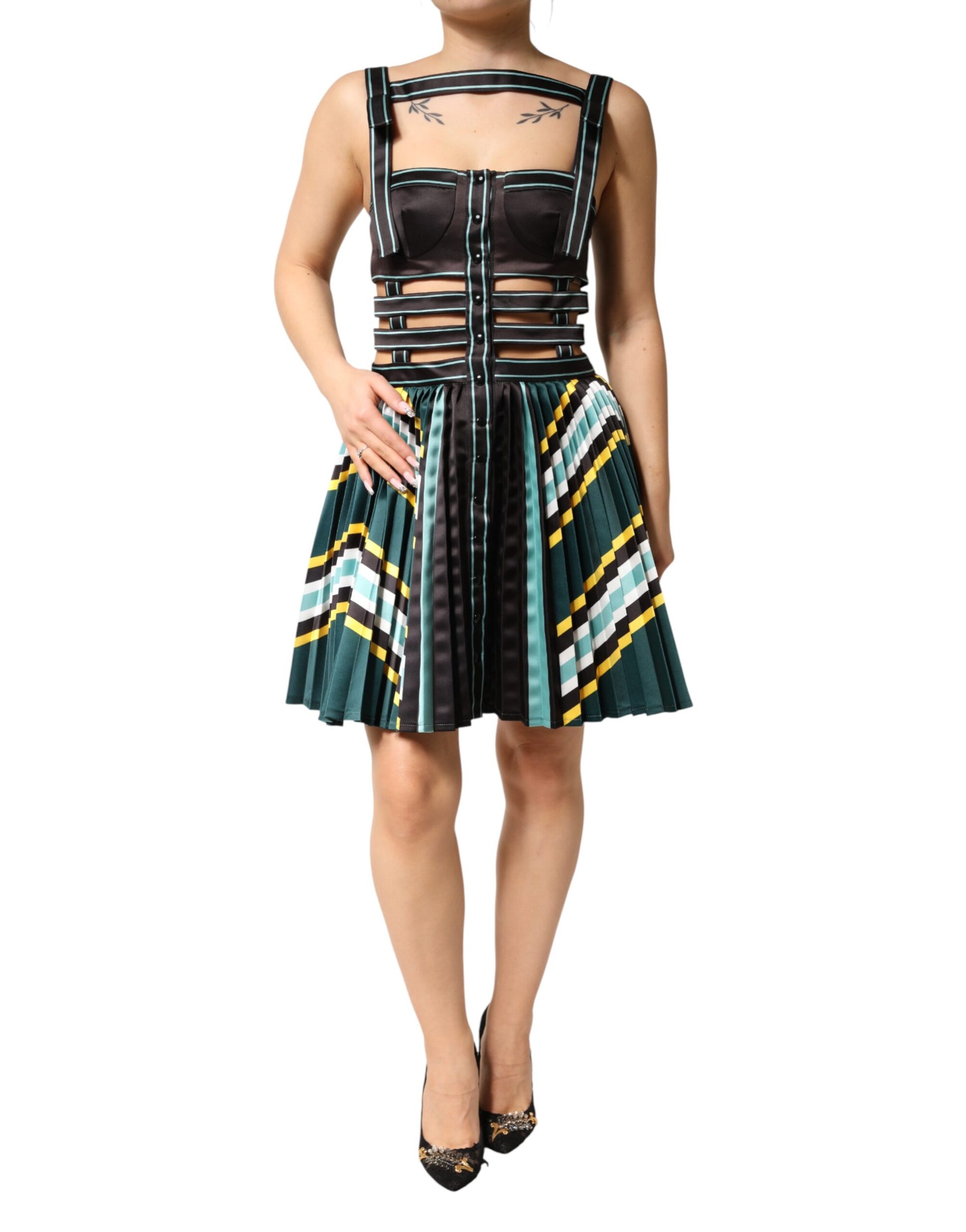 Philosophy di Lorenzo Serafini Multicolor Sleeveless A-line Dress | Regal Royce
