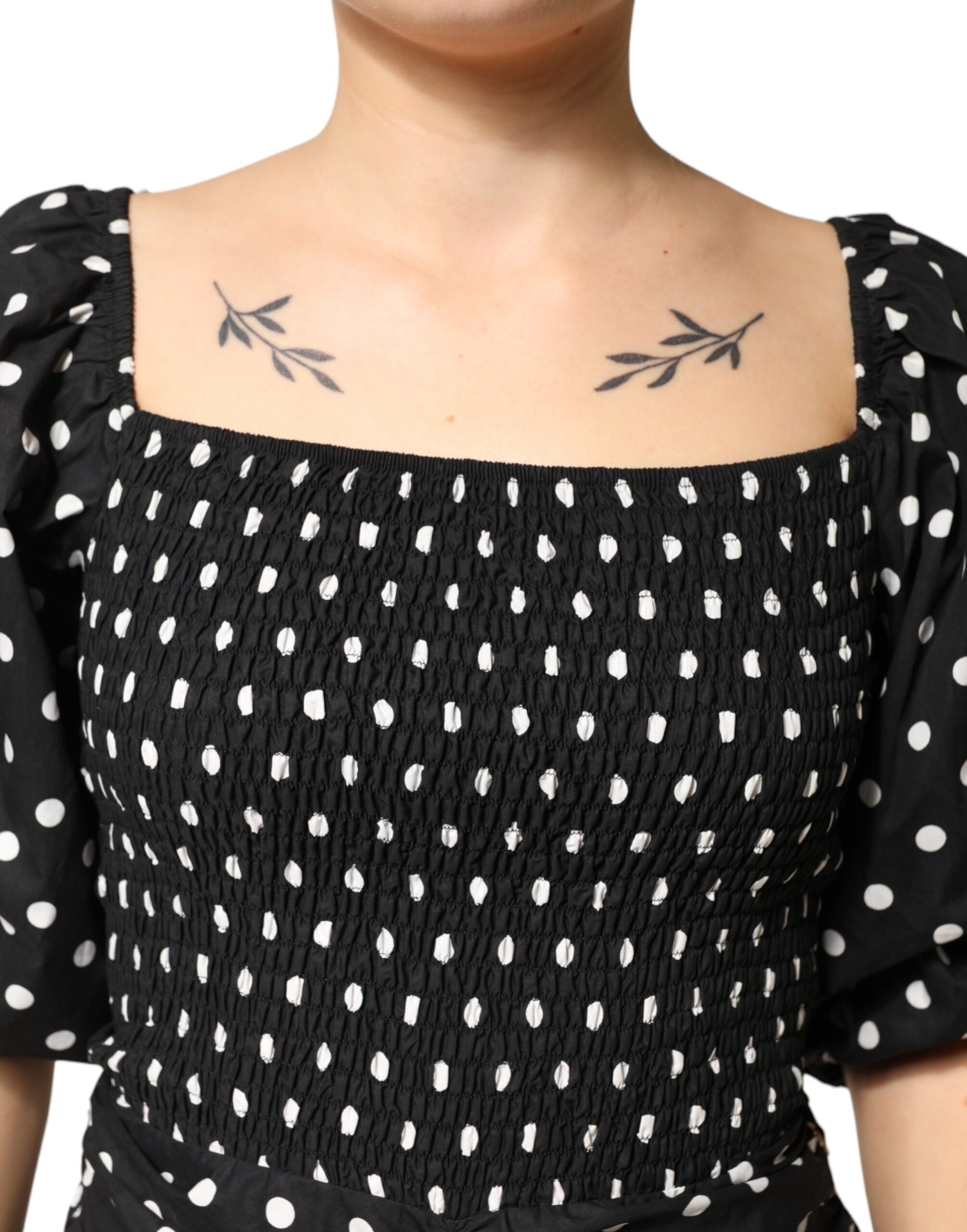 Patrizia Pepe Black White Polka Dot Short Sleeves Mini Dress | Regal Royce