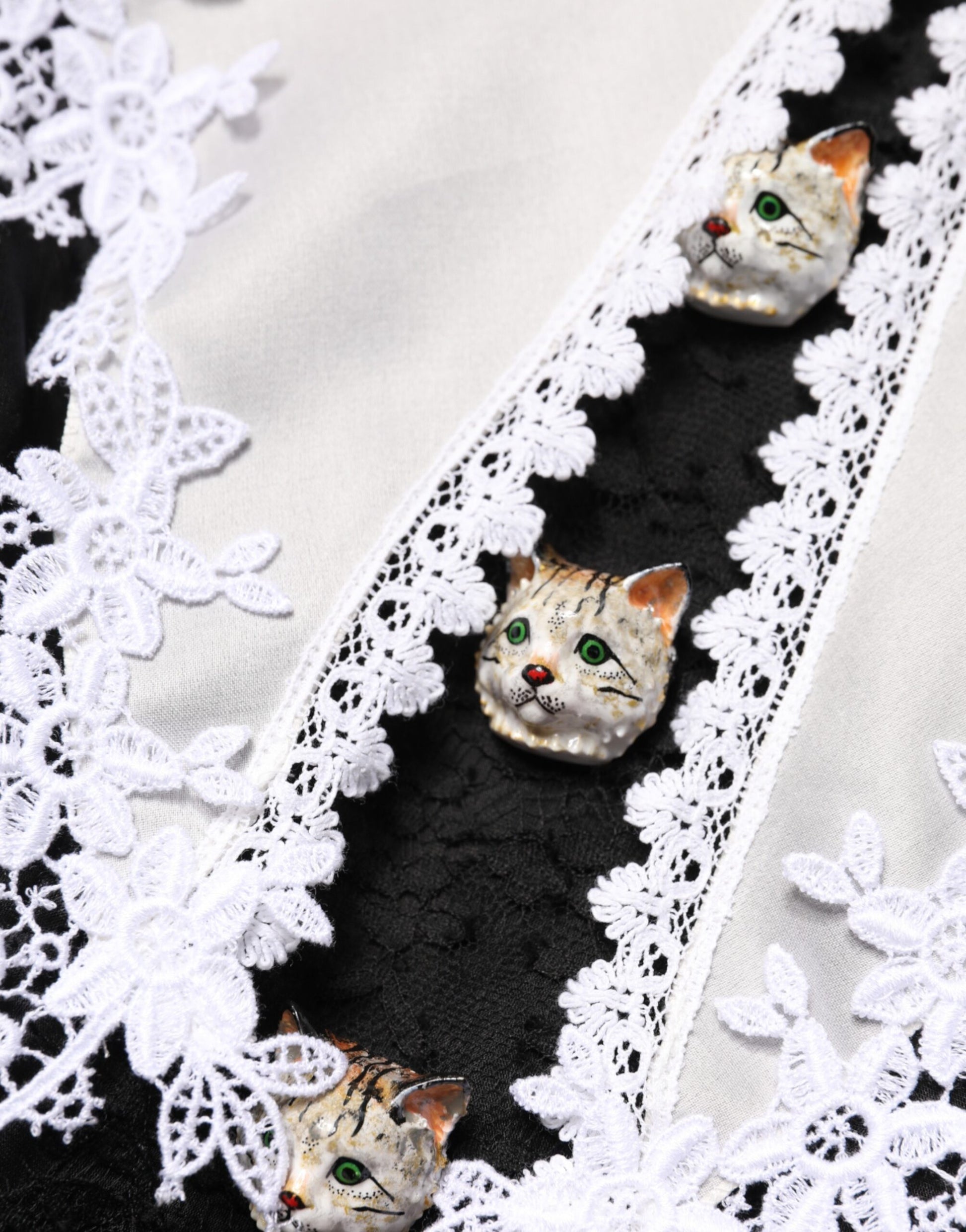 Dolce & Gabbana Black White Silk Macrame Lace Midi Dress | Regal Royce