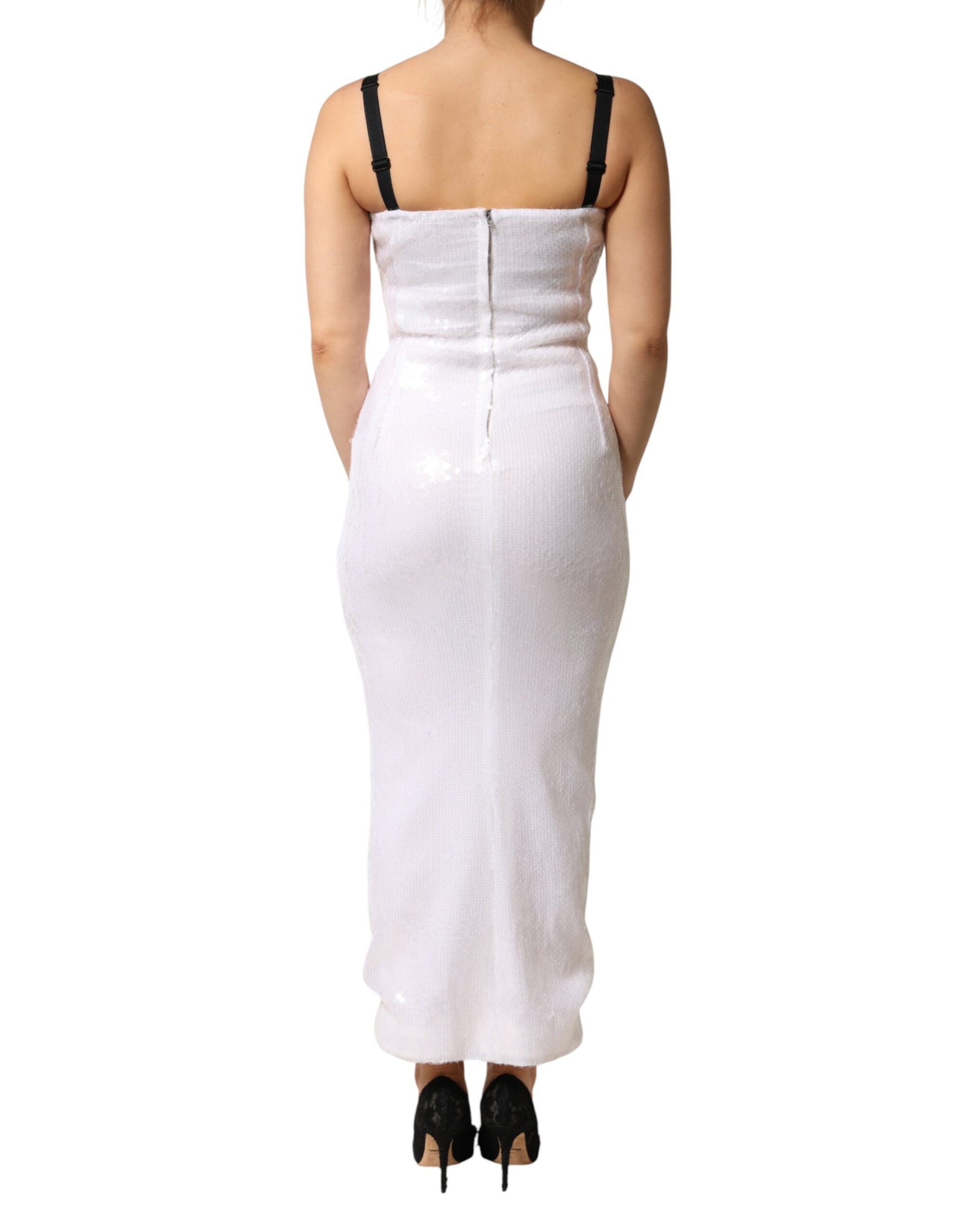 Dolce & Gabbana White Polyester Sleeveless Sheath Dress | Regal Royce
