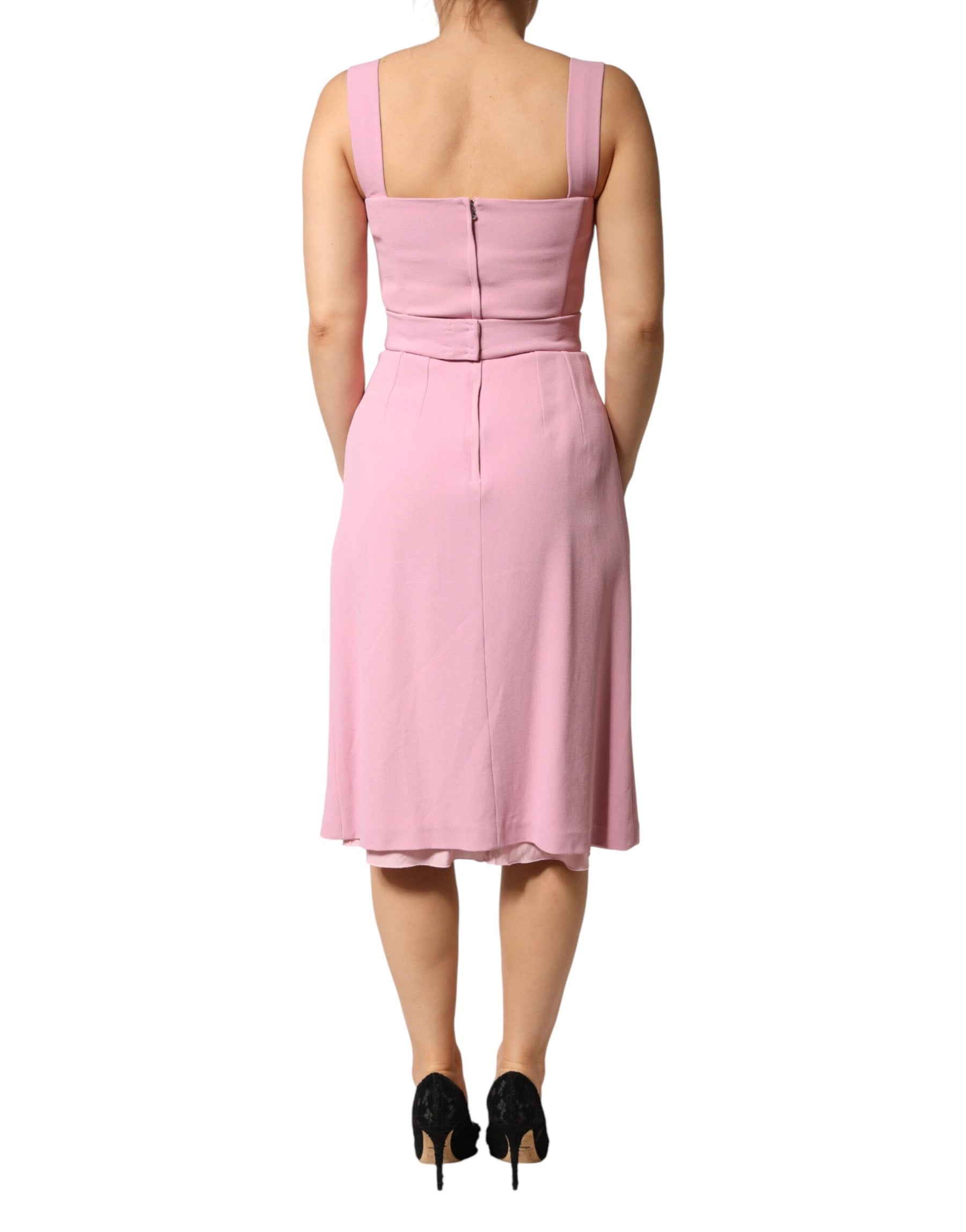 Dolce & Gabbana Pink Viscose Sleeveless Sheath Midi Dress | Regal Royce