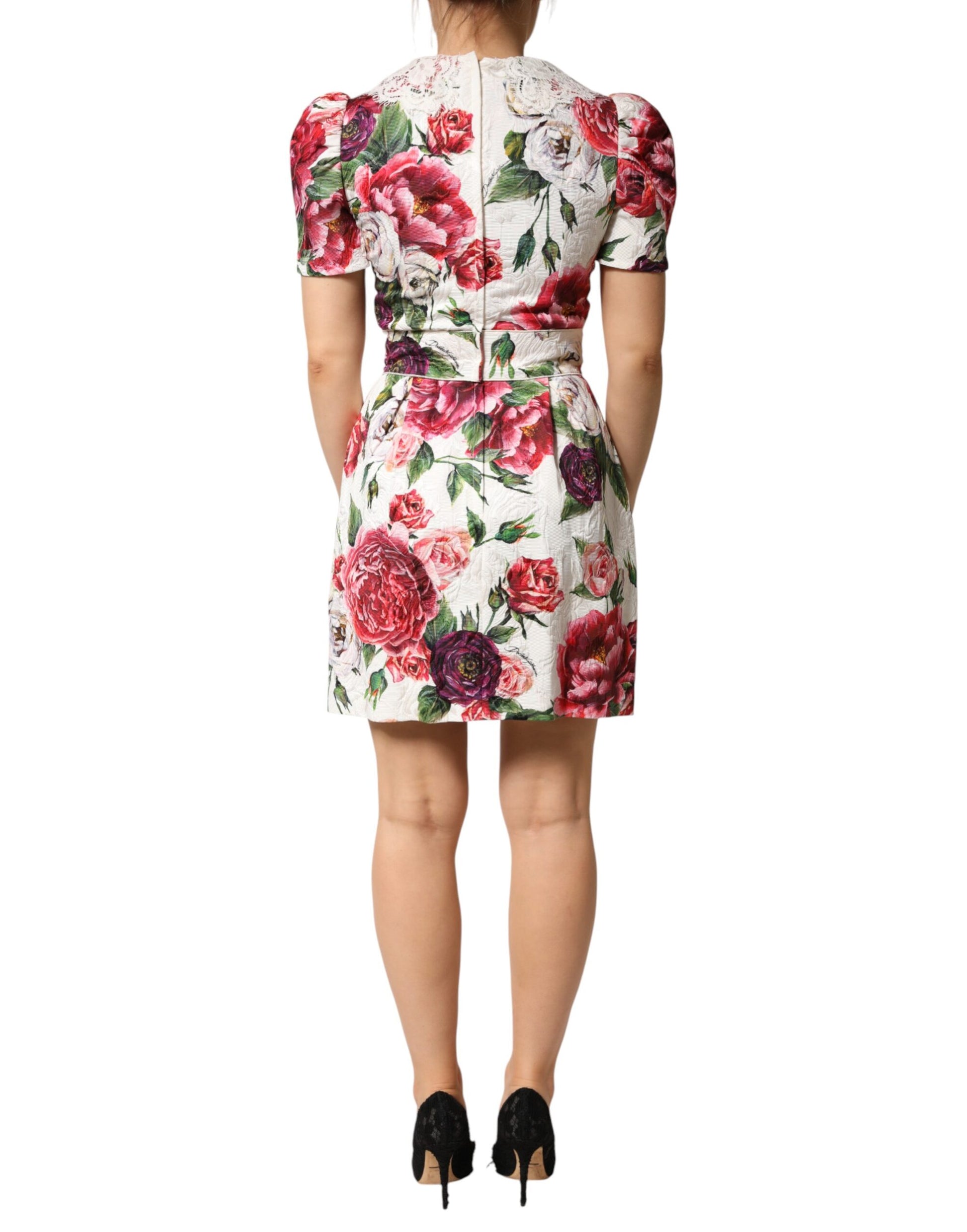 Dolce & Gabbana White Floral Embellished Sheath Mini Dress | Regal Royce
