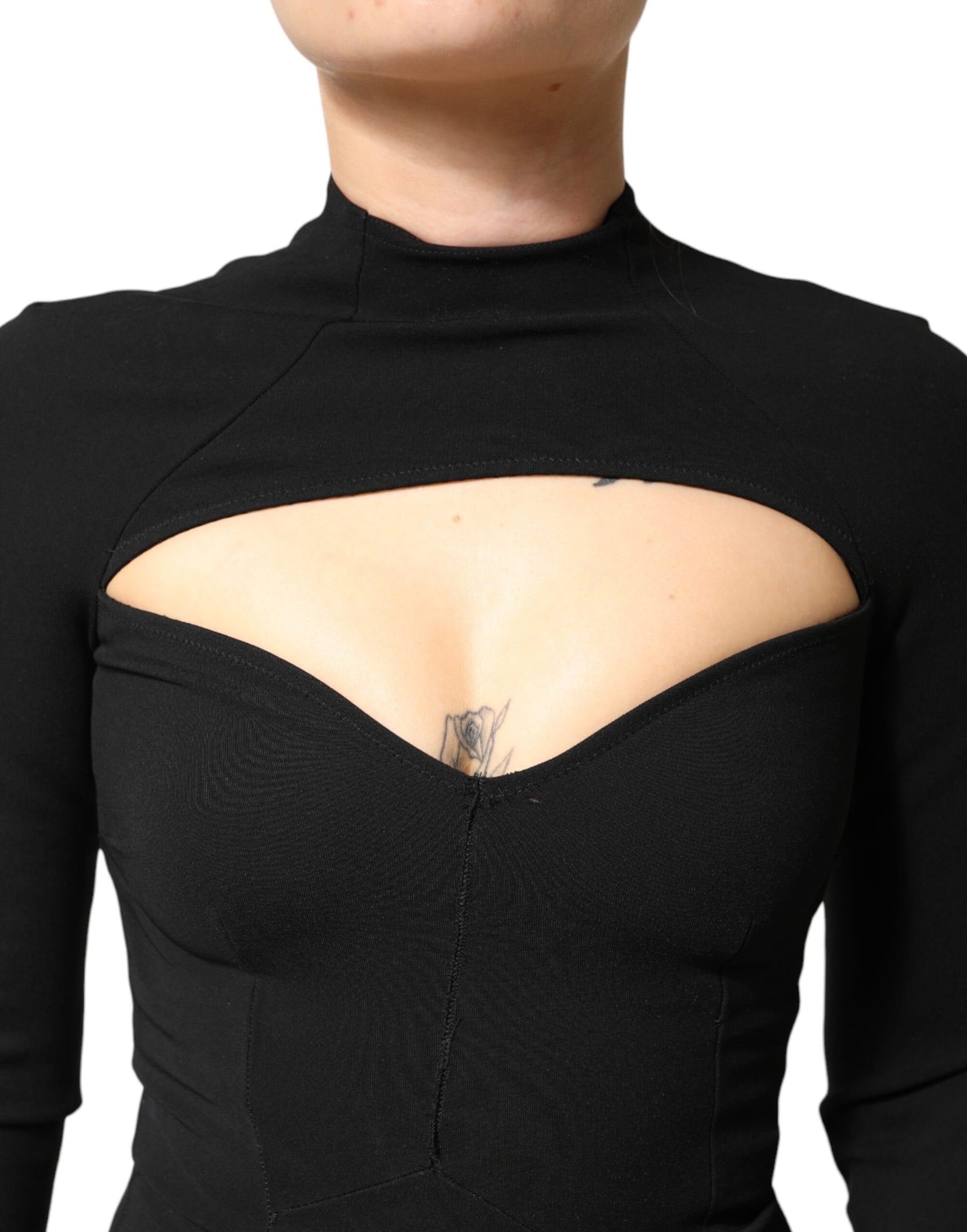 Dolce & Gabbana Black Viscose Bodycon Sheath Midi Dress | Regal Royce