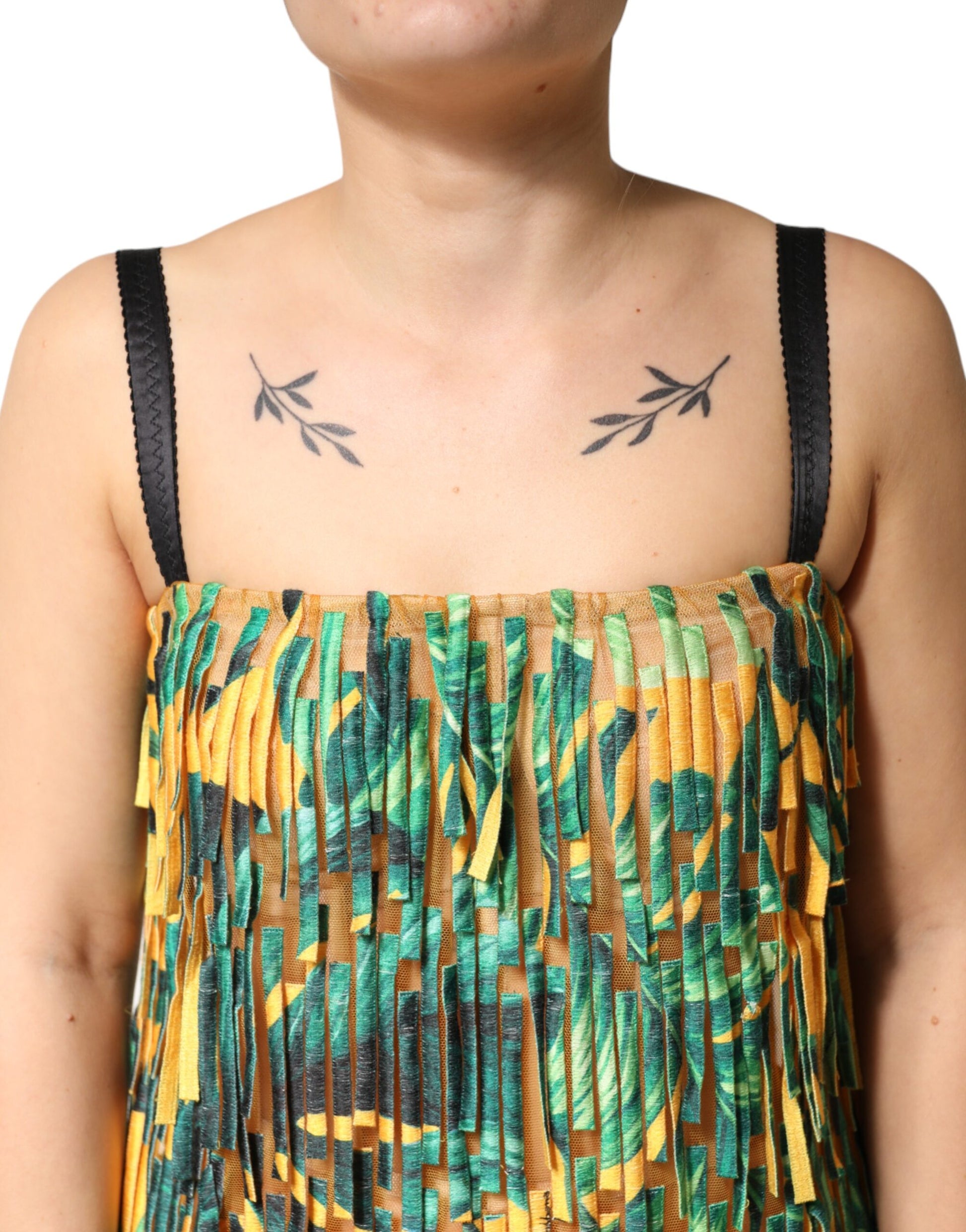 Dolce & Gabbana Multicolor Tropical Print Fringe Maxi Dress | Regal Royce