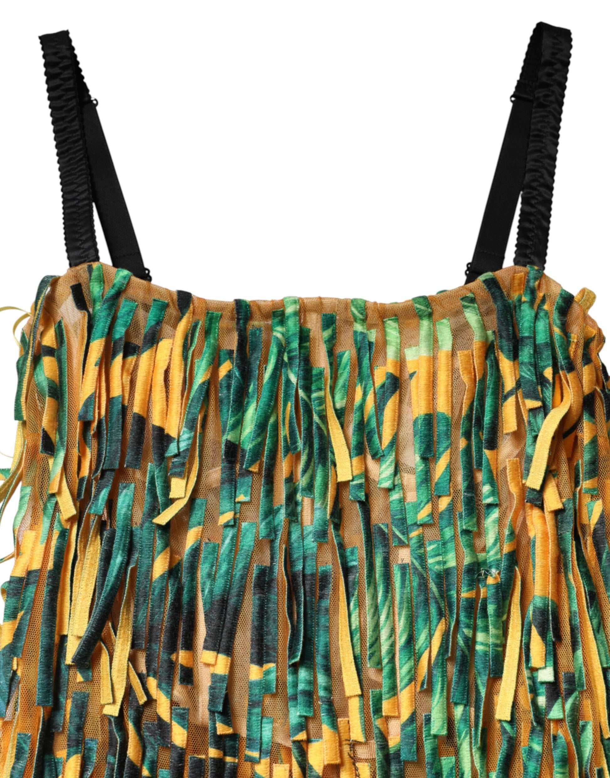 Dolce & Gabbana Multicolor Tropical Print Fringe Maxi Dress | Regal Royce