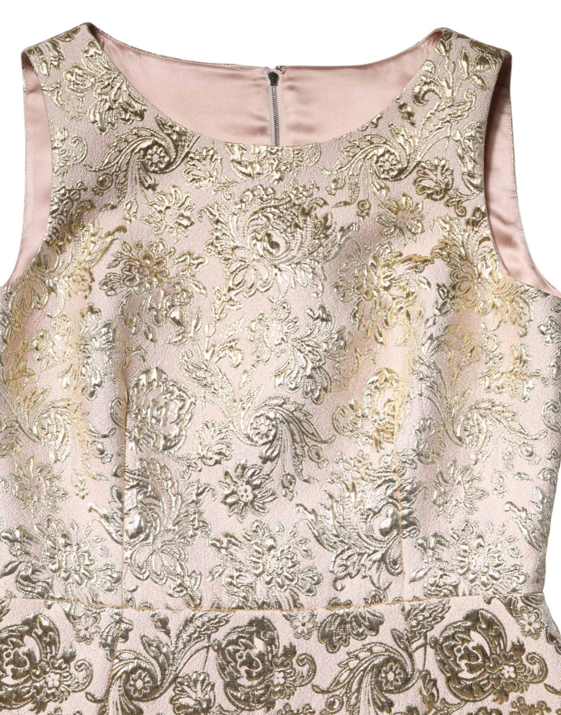 Dolce & Gabbana Beige Gold Floral Brocade Sleeveless Dress | Regal Royce