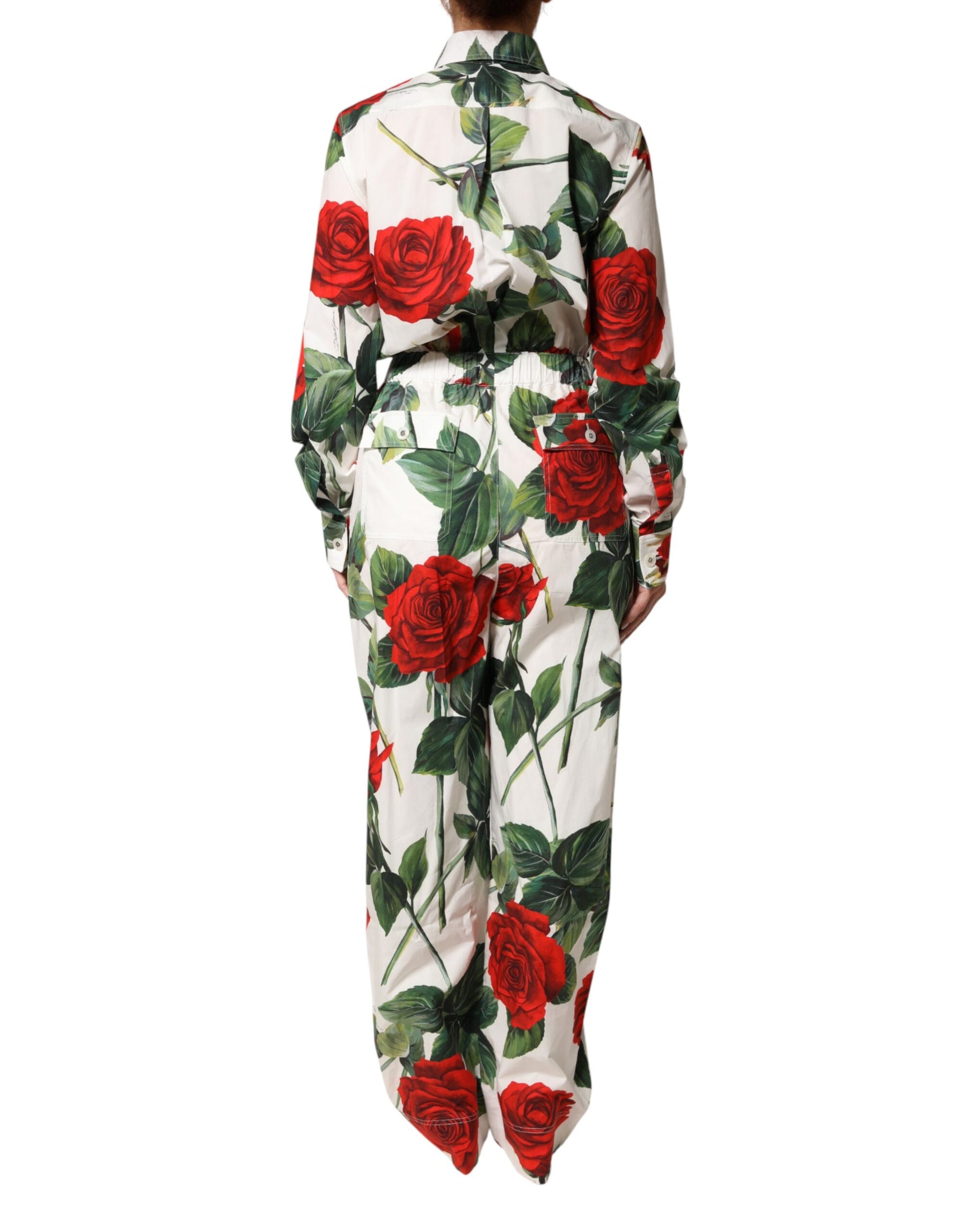 Dolce & Gabbana White Floral Print Cotton Jumpsuit Dress | Regal Royce