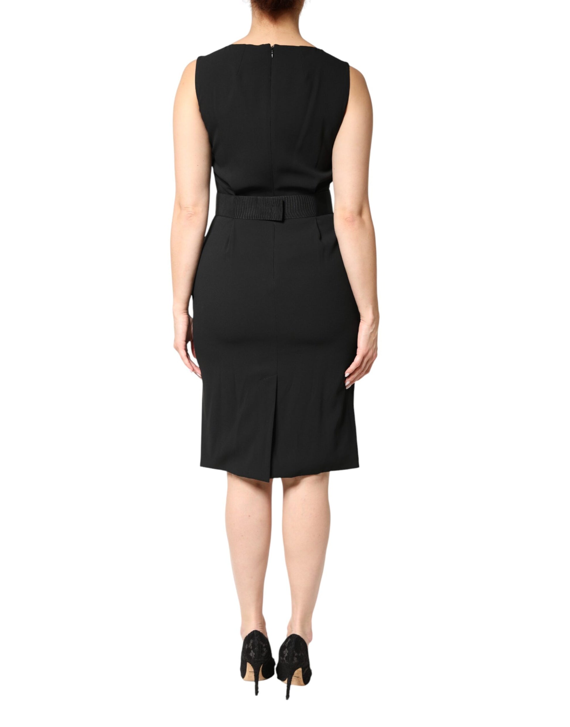 Dolce & Gabbana Black Sleeveless Sheath Knee Length Dress | Regal Royce