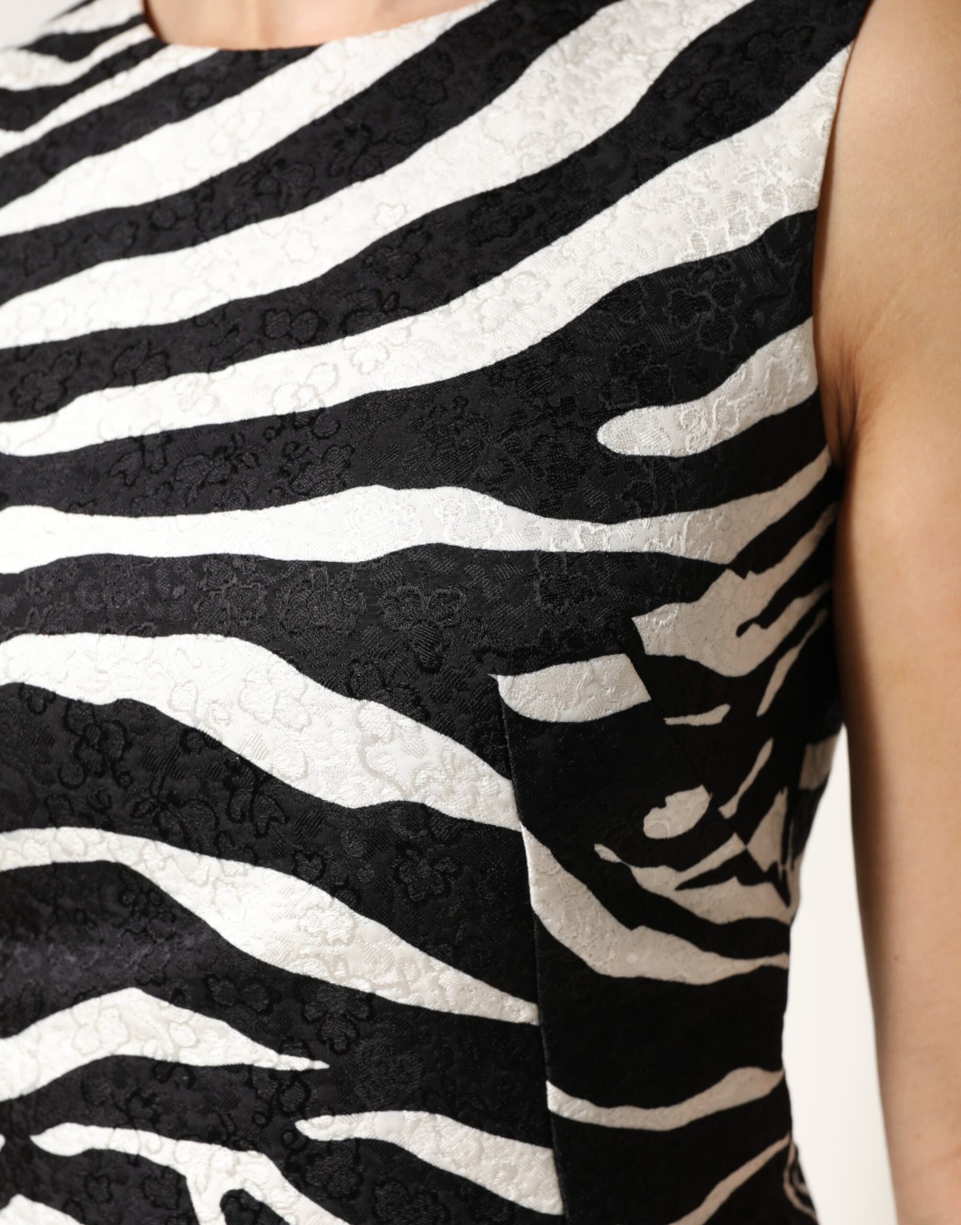 Dolce & Gabbana Black White Zebra Sleeveless A-line Dress | Regal Royce
