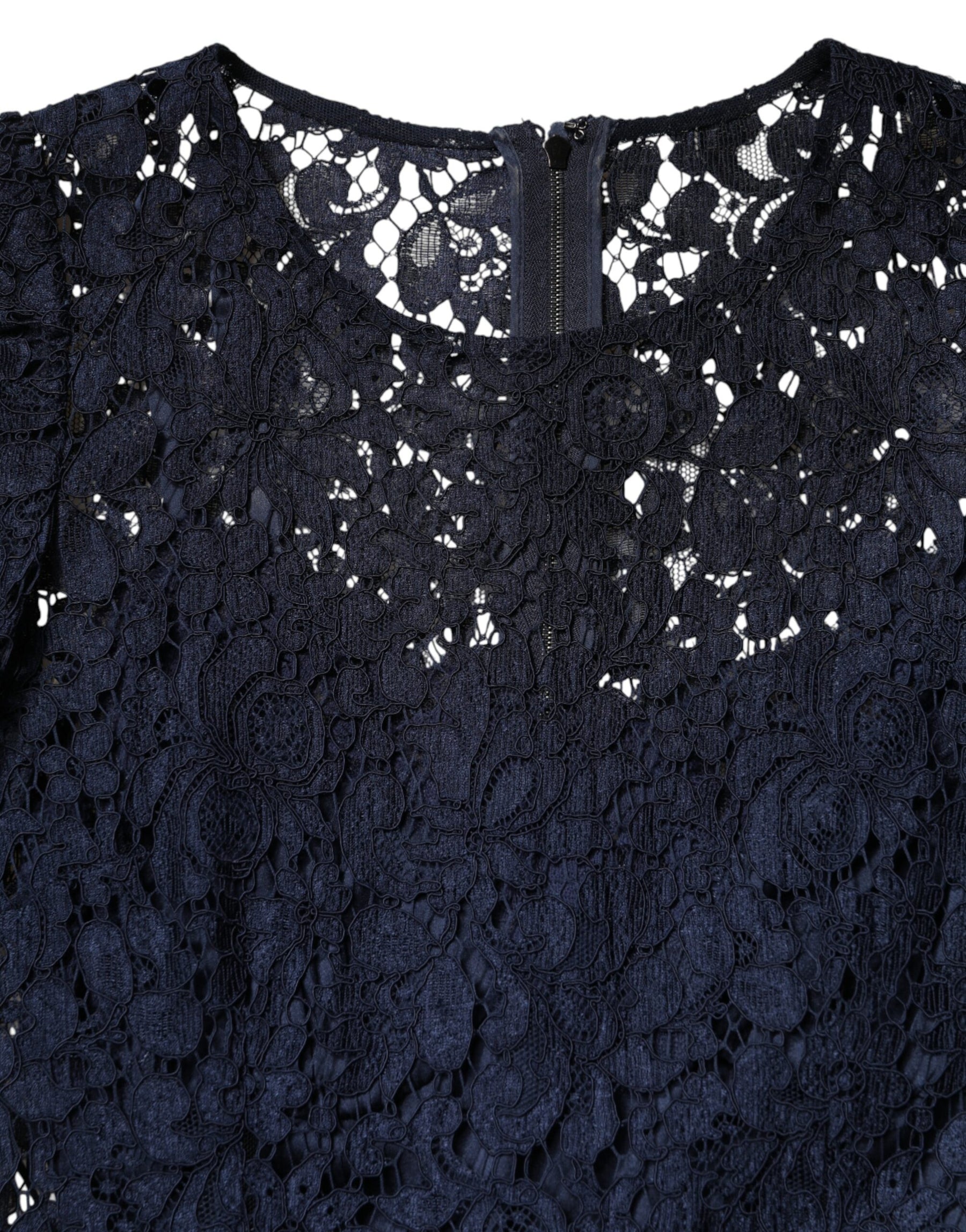 Dolce & Gabbana Blue Lace Ruffle A-line Knee Length Dress | Regal Royce