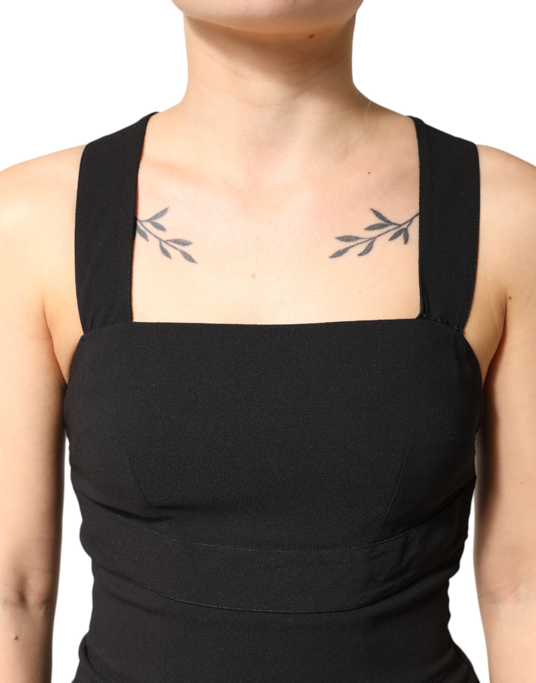 Dolce & Gabbana Black Square Neck Sleeveless Midi Dress | Regal Royce