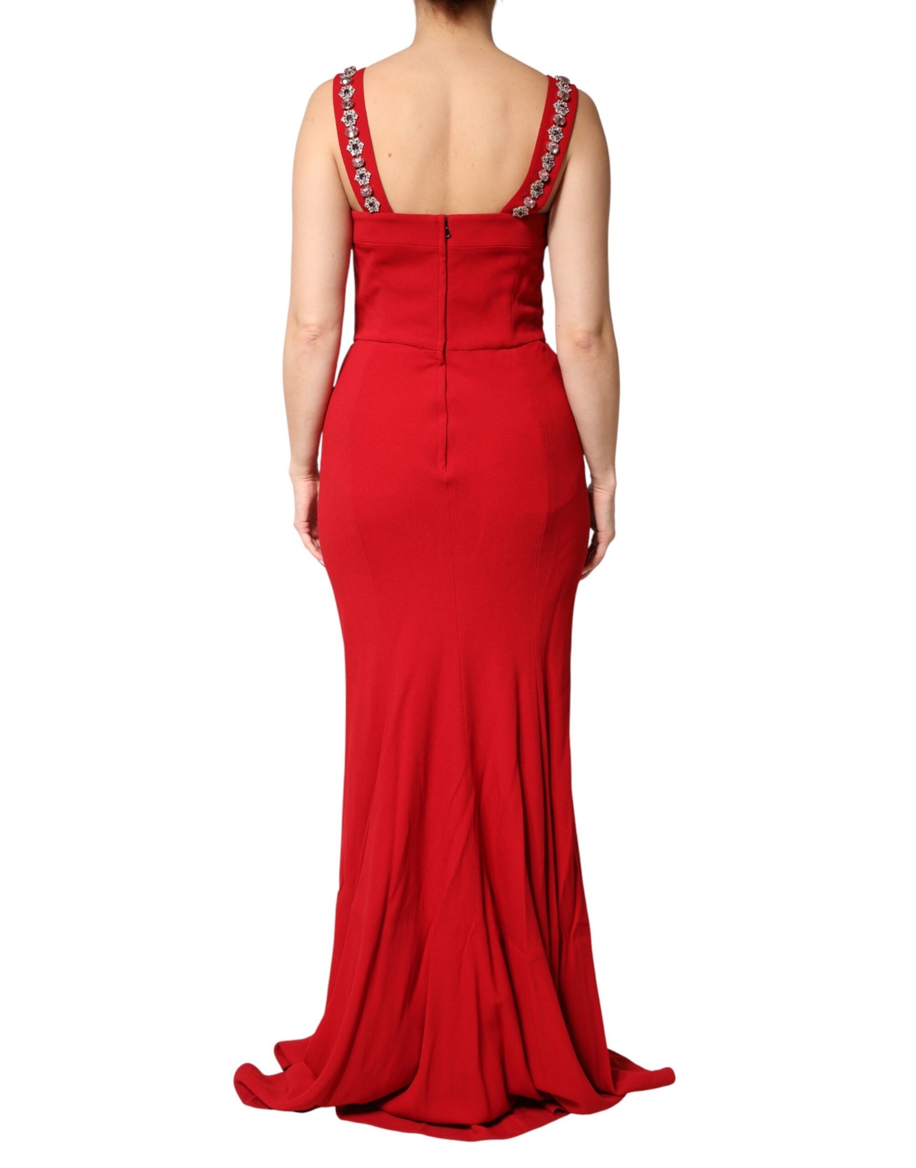 Dolce & Gabbana Red Embellished Bodycon Long Gown Dress | Regal Royce