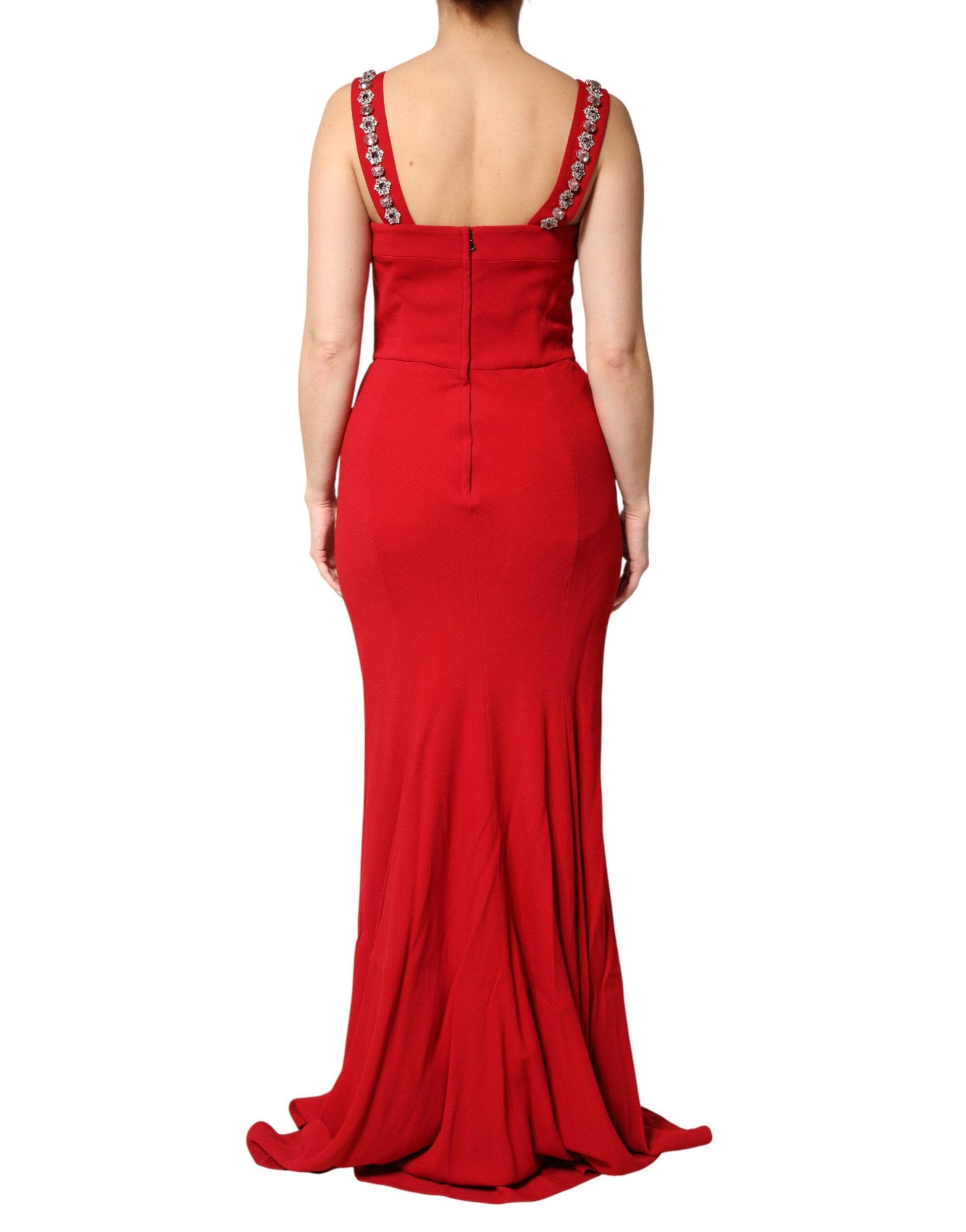 Dolce & Gabbana Red Embellished Bodycon Long Gown Dress | Regal Royce