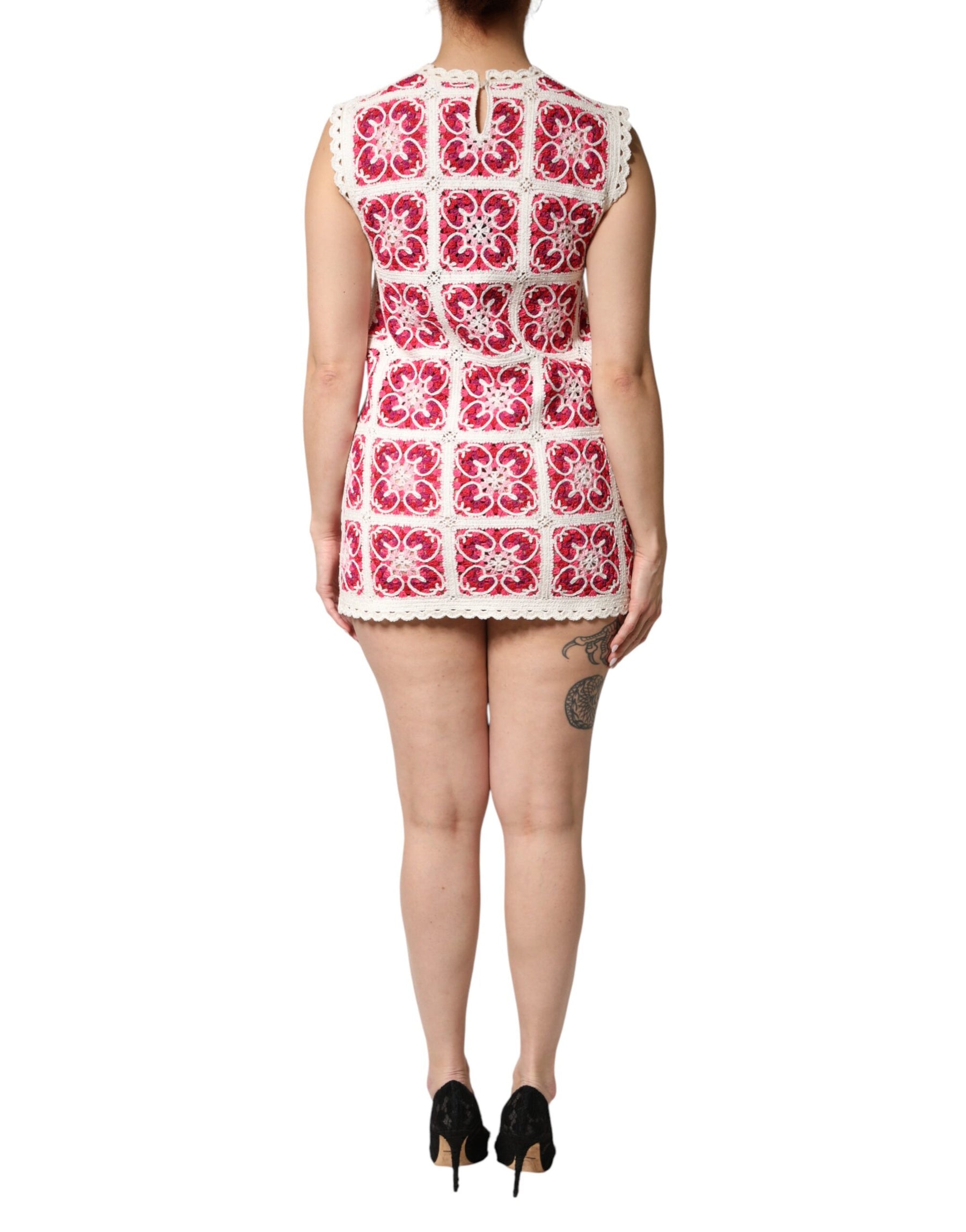 Dolce & Gabbana Multicolor Brick Stitched Crochet Mini Dress | Regal Royce