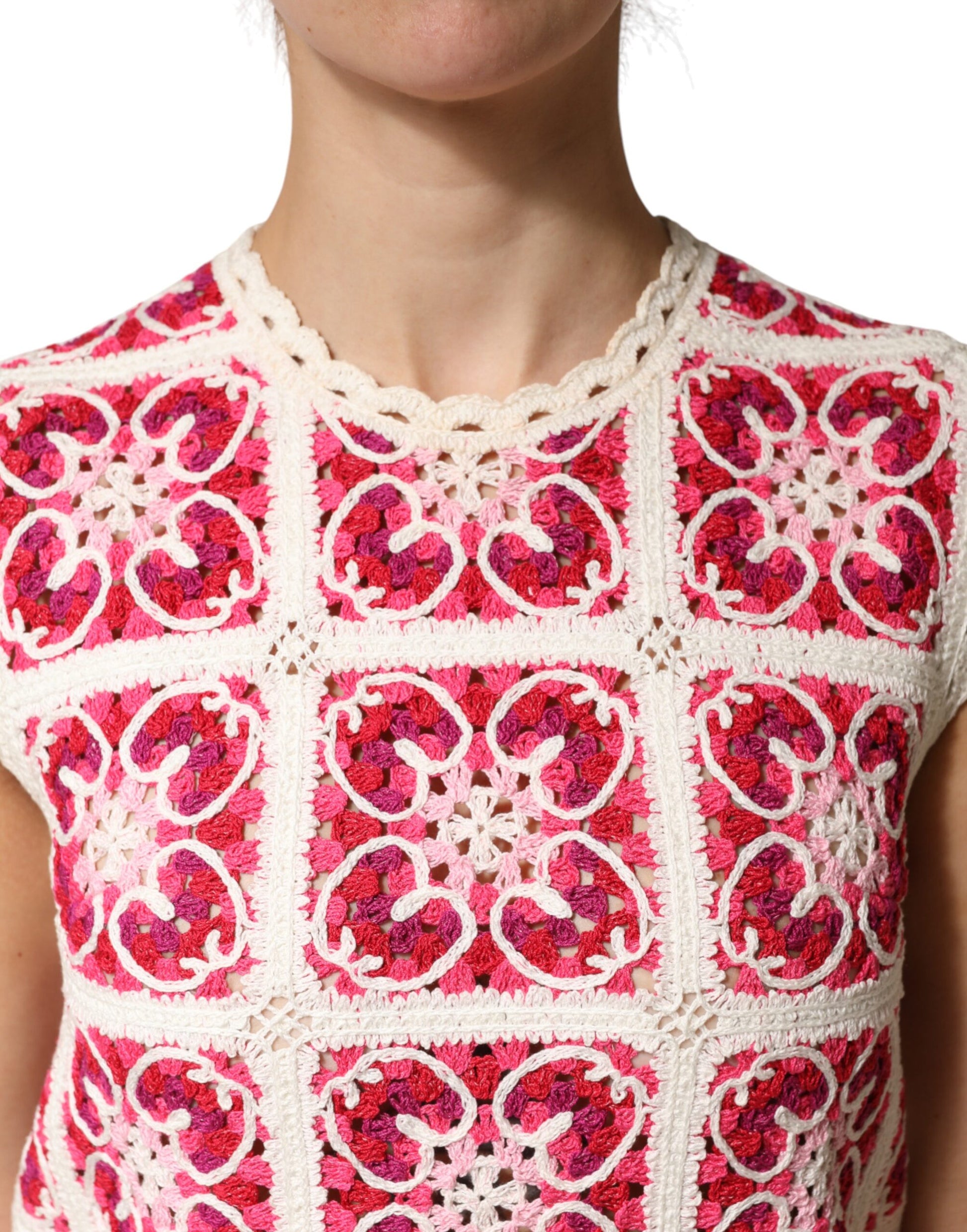 Dolce & Gabbana Multicolor Brick Stitched Crochet Mini Dress | Regal Royce