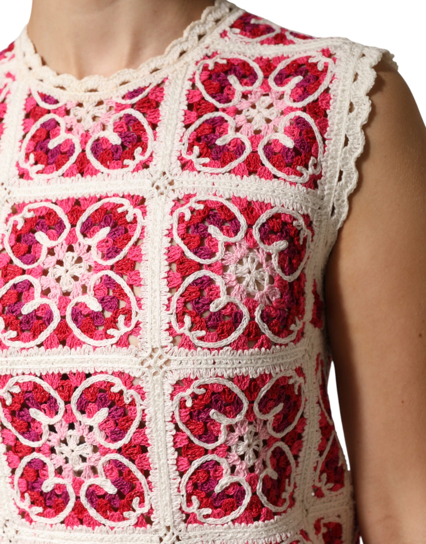 Dolce & Gabbana Multicolor Brick Stitched Crochet Mini Dress | Regal Royce