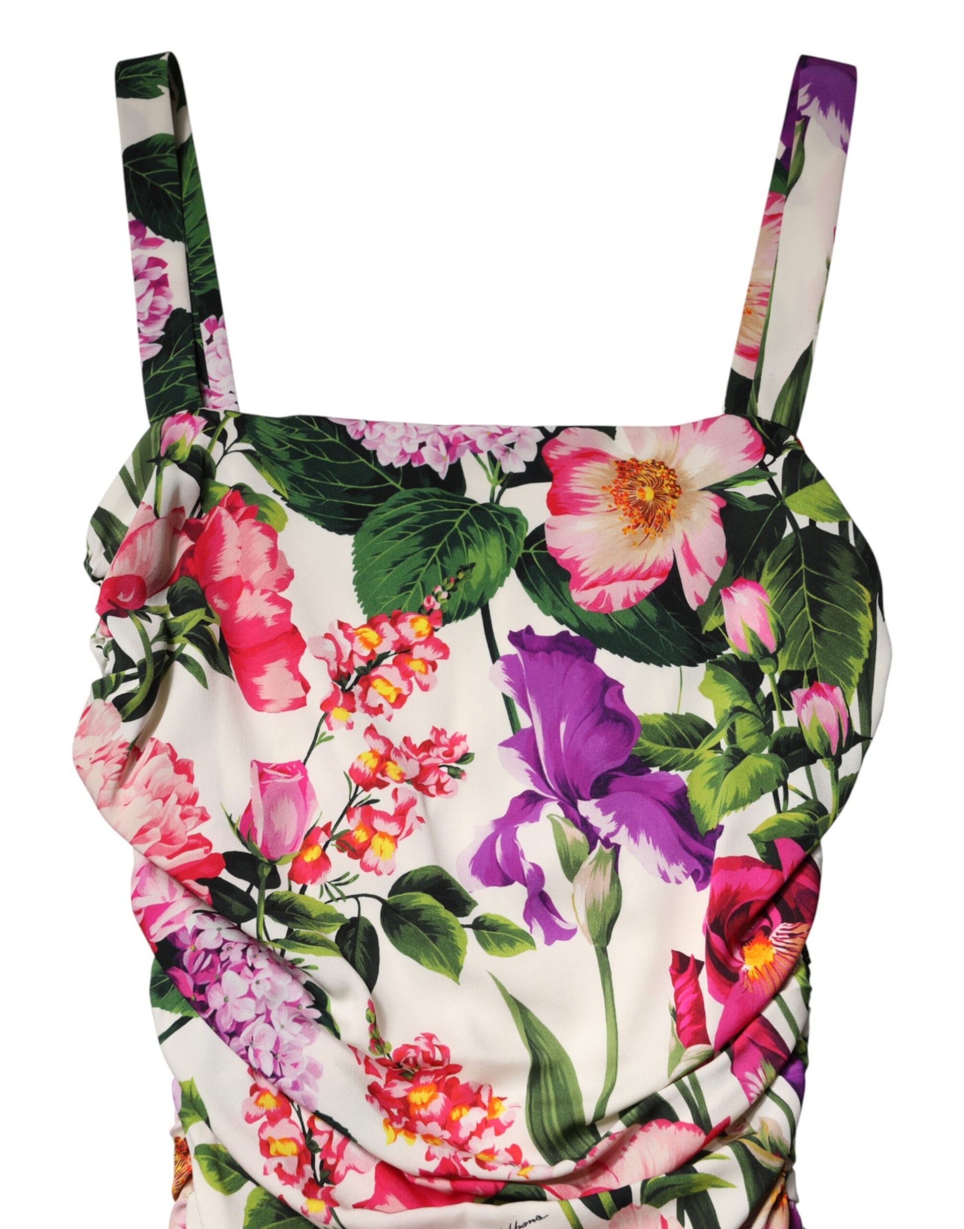 Dolce & Gabbana Multicolor Floral Ruched Silk Charmeuse Mini Dress | Regal Royce