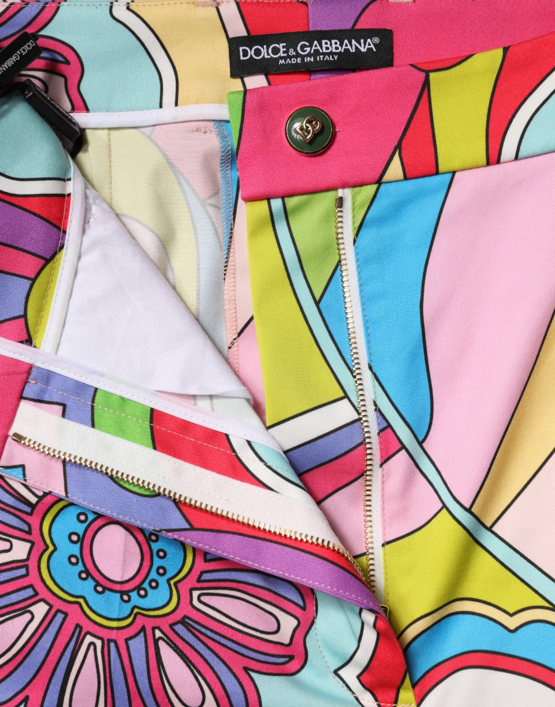 Dolce & Gabbana Multicolor Graphic High Waist Bermuda Shorts | Regal Royce