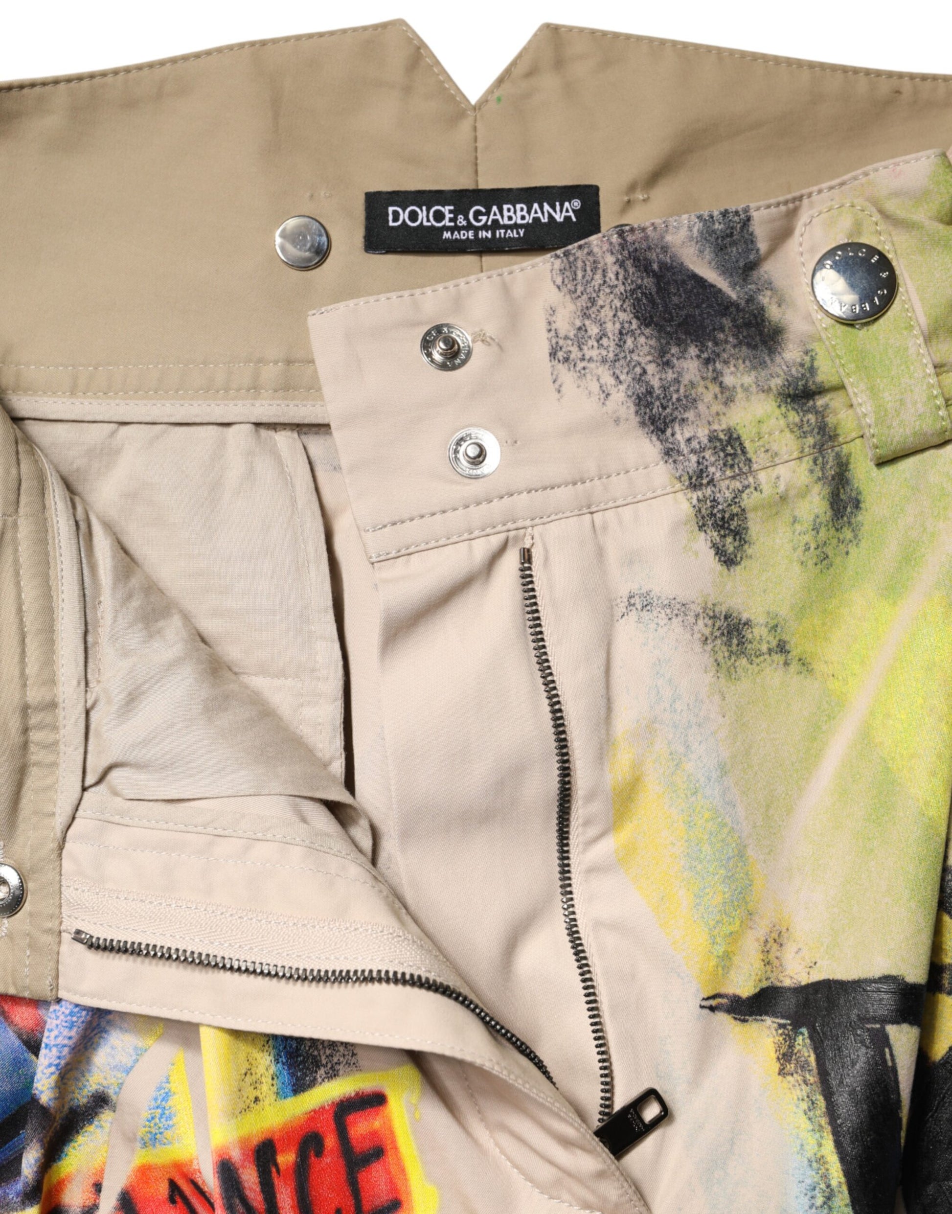 Dolce & Gabbana Multicolor Graffiti HighWaist Bermuda Shorts | Regal Royce