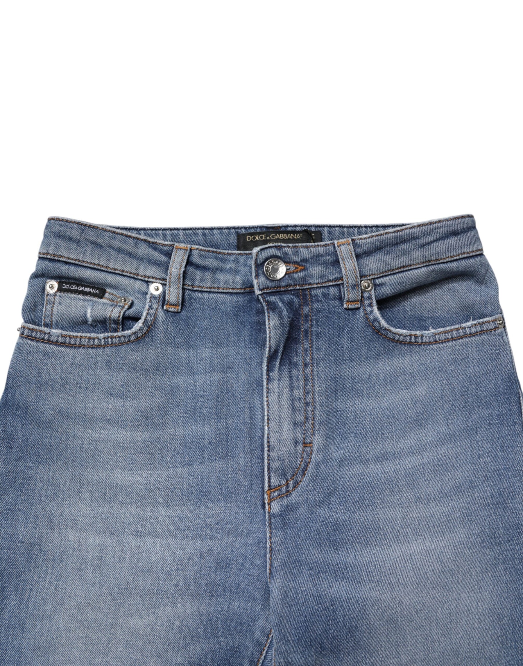 Dolce & Gabbana Blue Washed Cotton Skinny Denim Trouser Jeans | Regal Royce