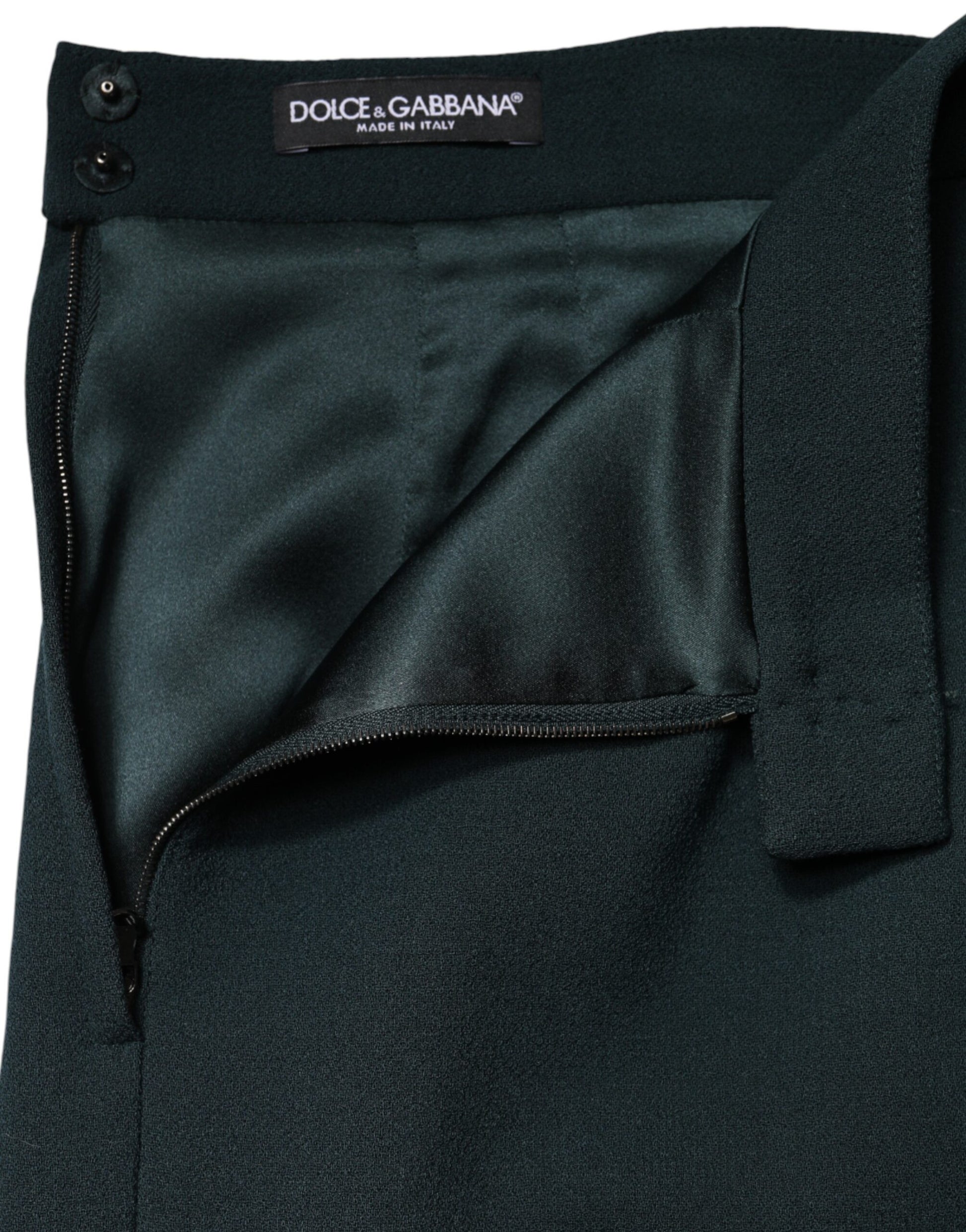 Dolce & Gabbana Dark Green Mid Waist Pencil Cut Mini Skirt | Regal Royce
