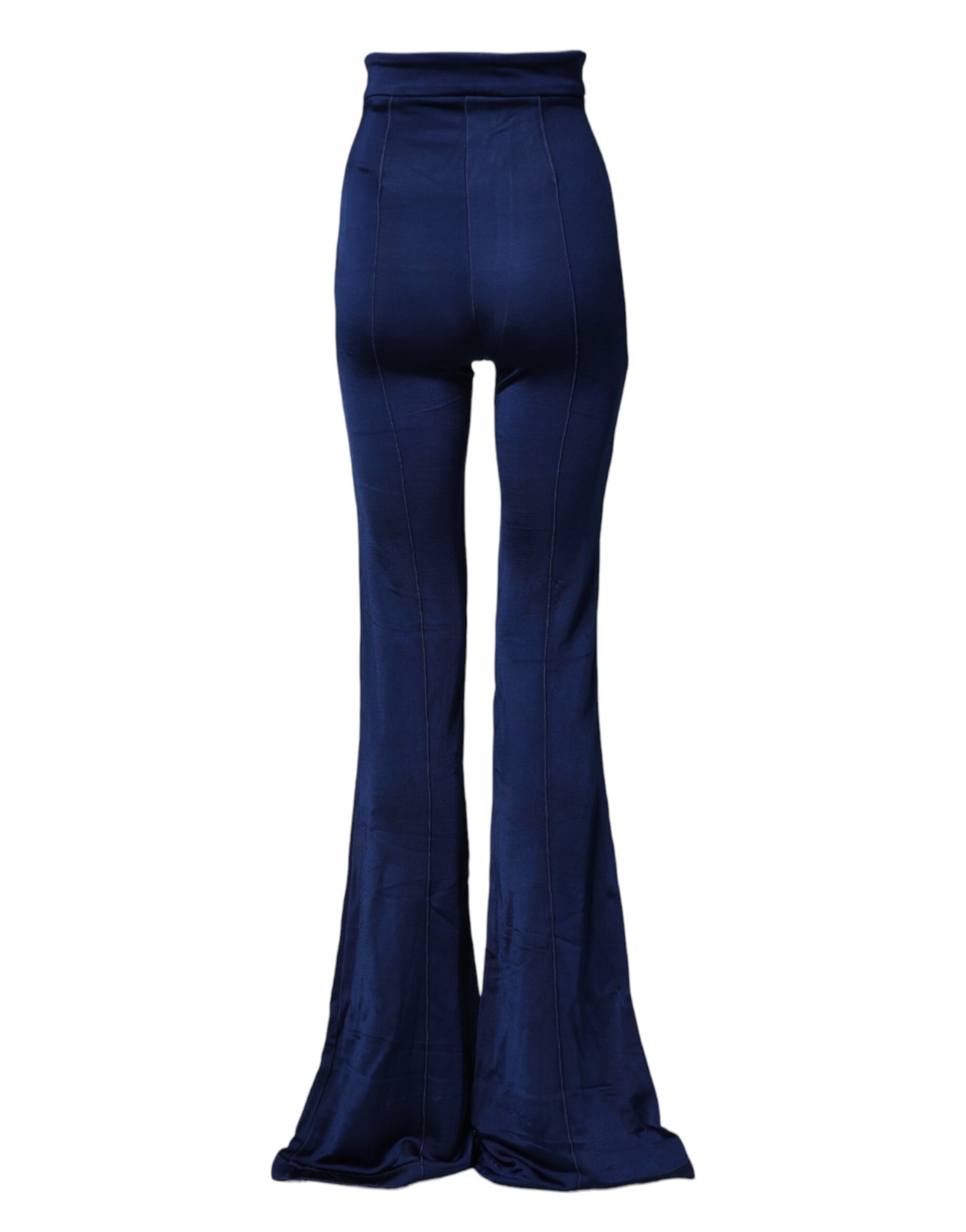 Elisabetta Franchi Navy Blue HighWaist Flare Leg Trouser Pants | Regal Royce