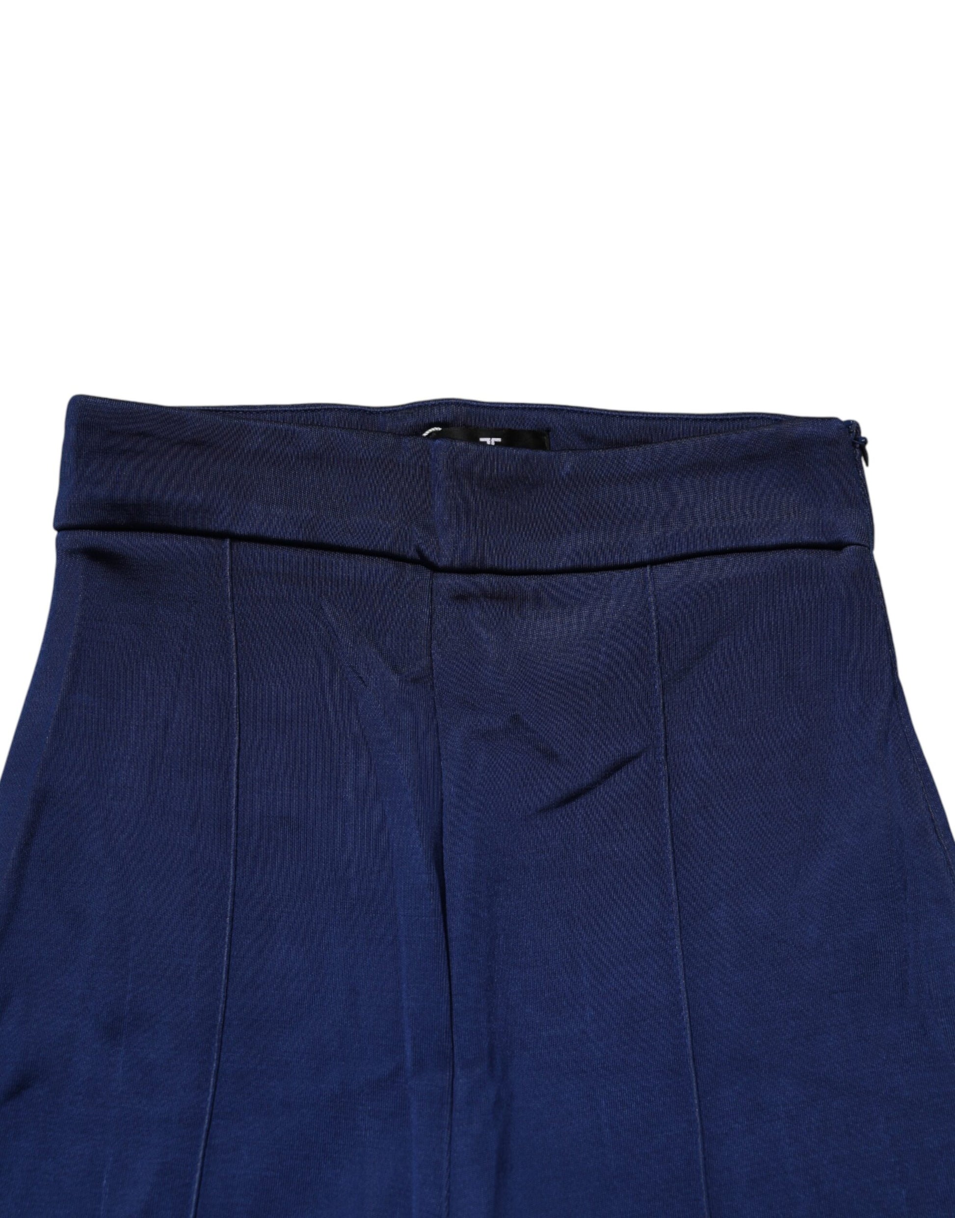 Elisabetta Franchi Navy Blue HighWaist Flare Leg Trouser Pants | Regal Royce