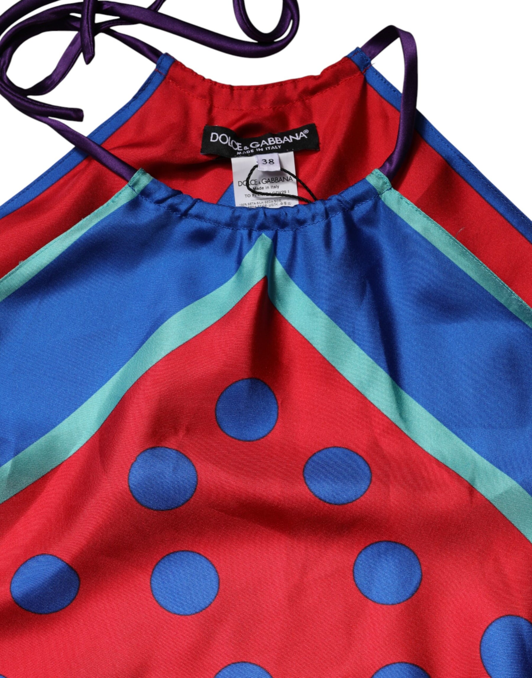 Dolce & Gabbana Multicolor Polka Dot Tie Halter Blouse  Top | Regal Royce