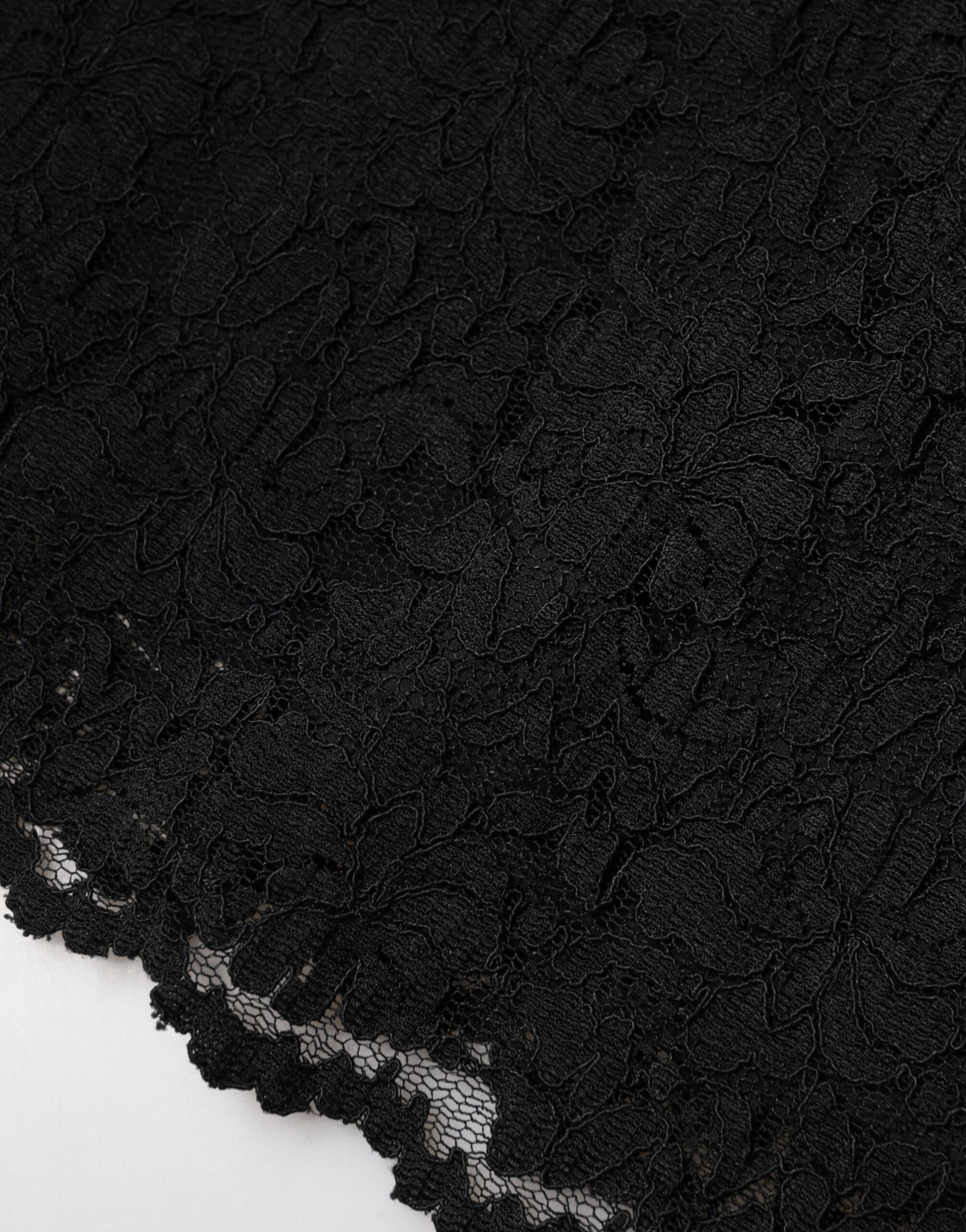 Dolce & Gabbana Black Floral Lace Silk Round Neck Blouse Top | Regal Royce