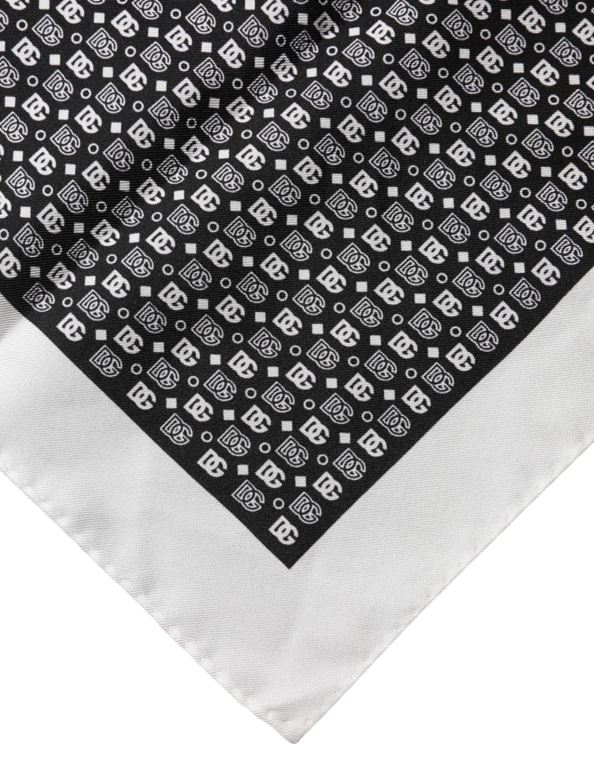 Dolce & Gabbana White Black Patterned Square Foulard Scarf | Regal Royce