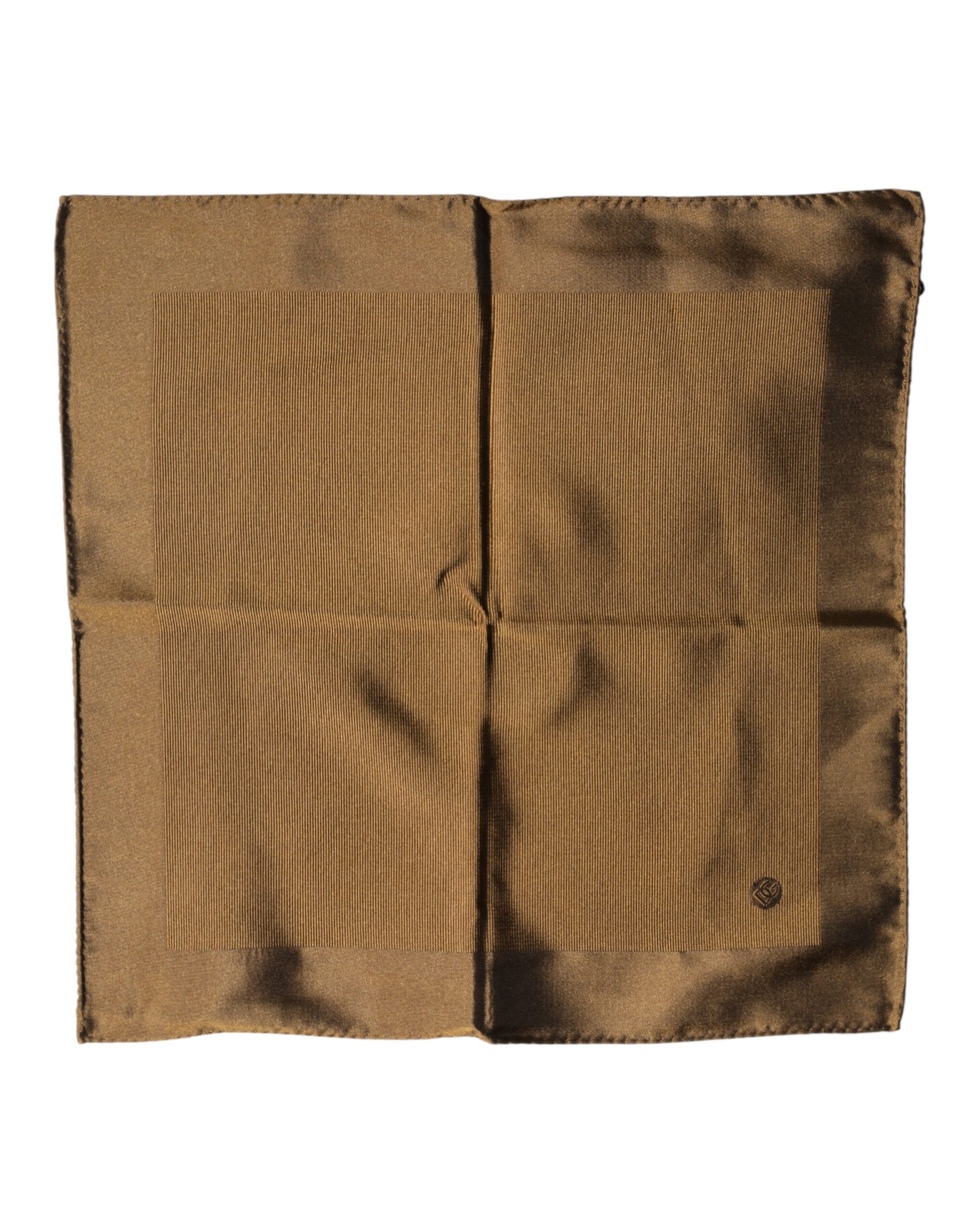 Dolce & Gabbana Brown Logo Silk Men Square Handkerchief Scarf | Regal Royce
