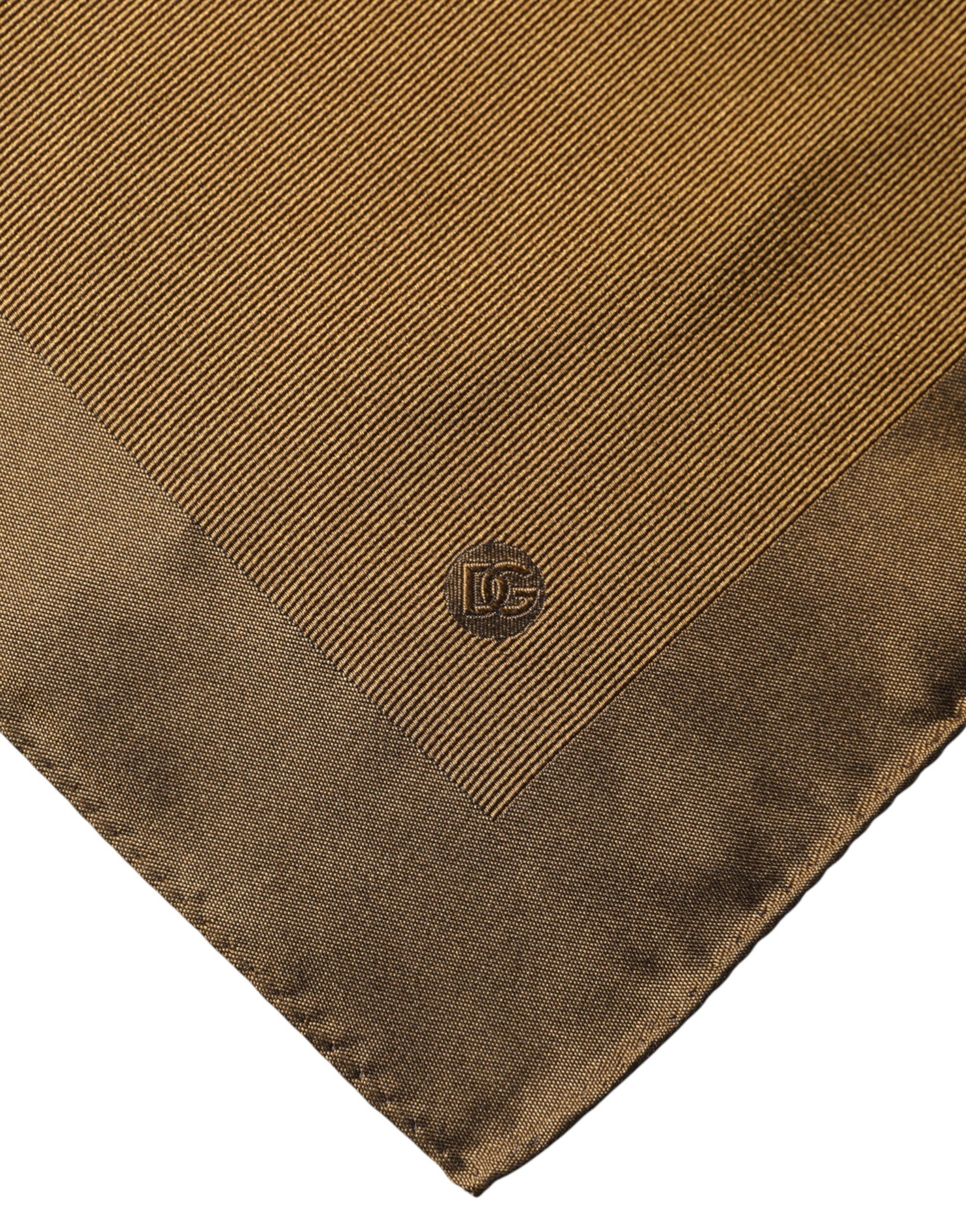 Dolce & Gabbana Brown Logo Silk Men Square Handkerchief Scarf | Regal Royce