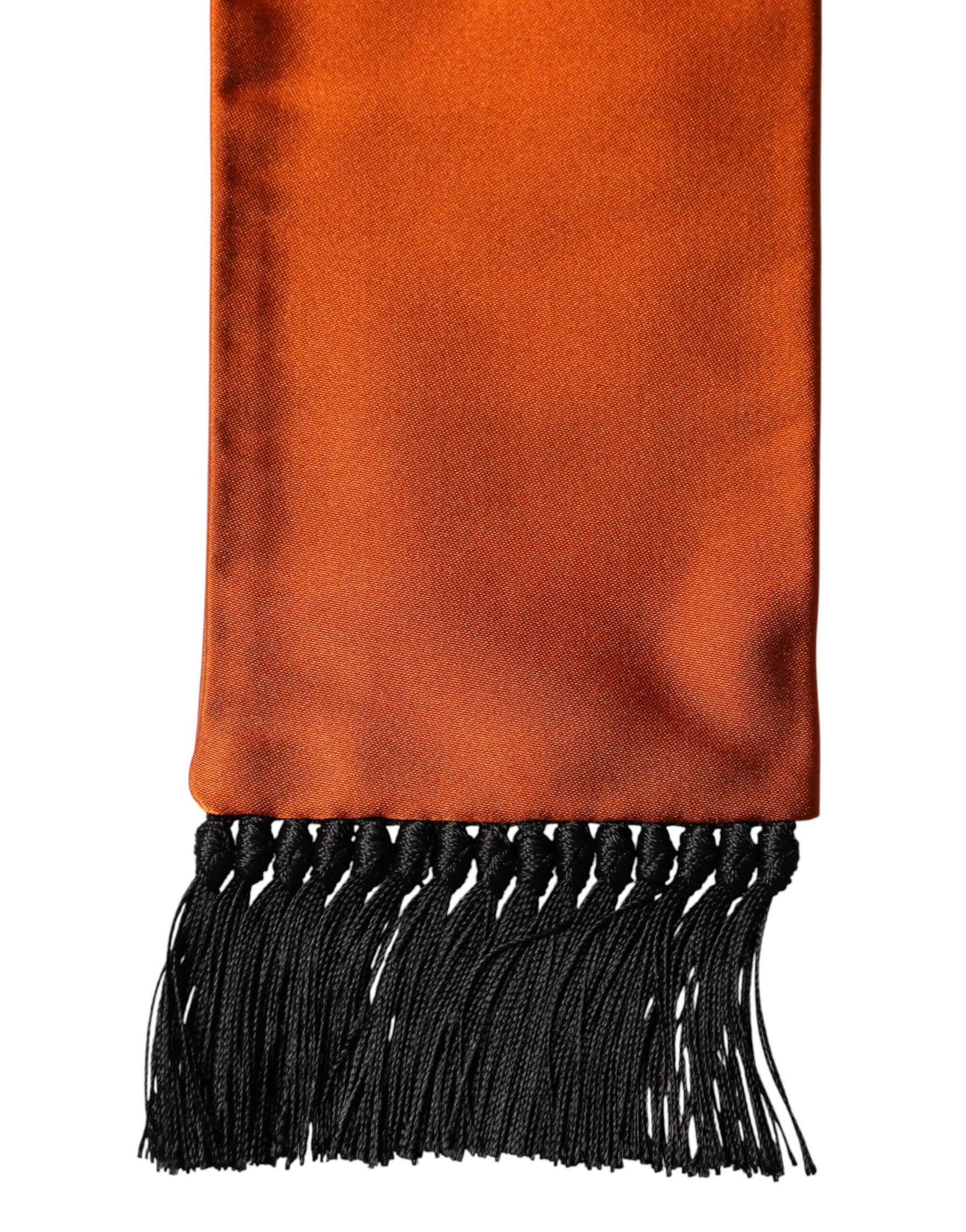Dolce & Gabbana Orange Silk Fringes Neck Wrap Foulard Scarf | Regal Royce