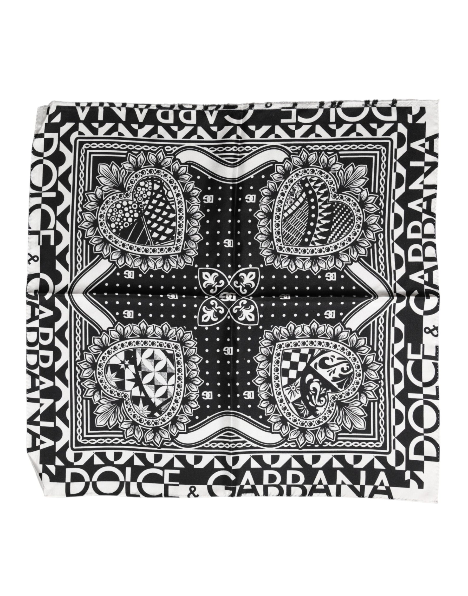Dolce & Gabbana Black Bandana Print Silk Neck Foulard Scarf | Regal Royce