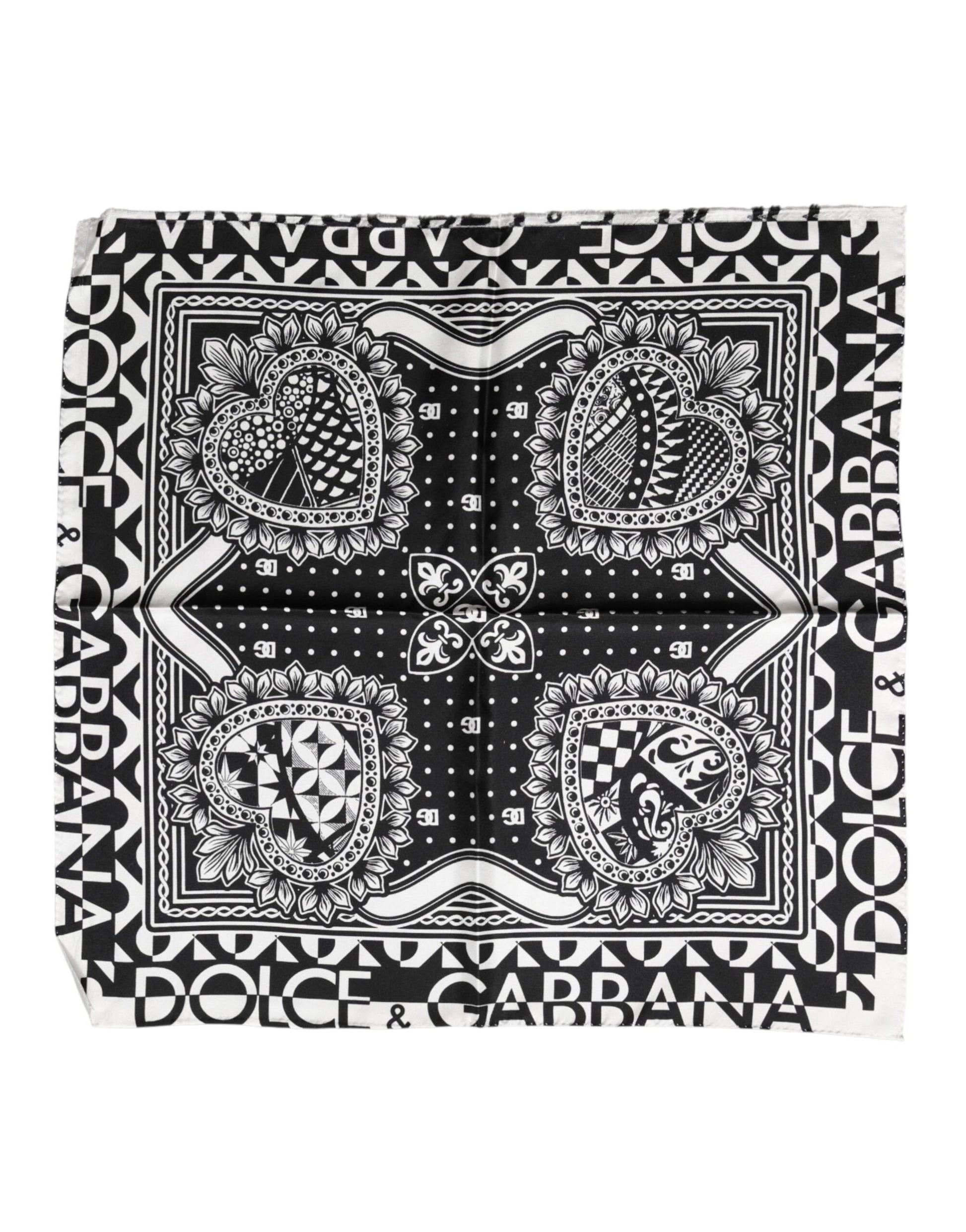 Dolce & Gabbana Black Bandana Print Silk Neck Foulard Scarf | Regal Royce