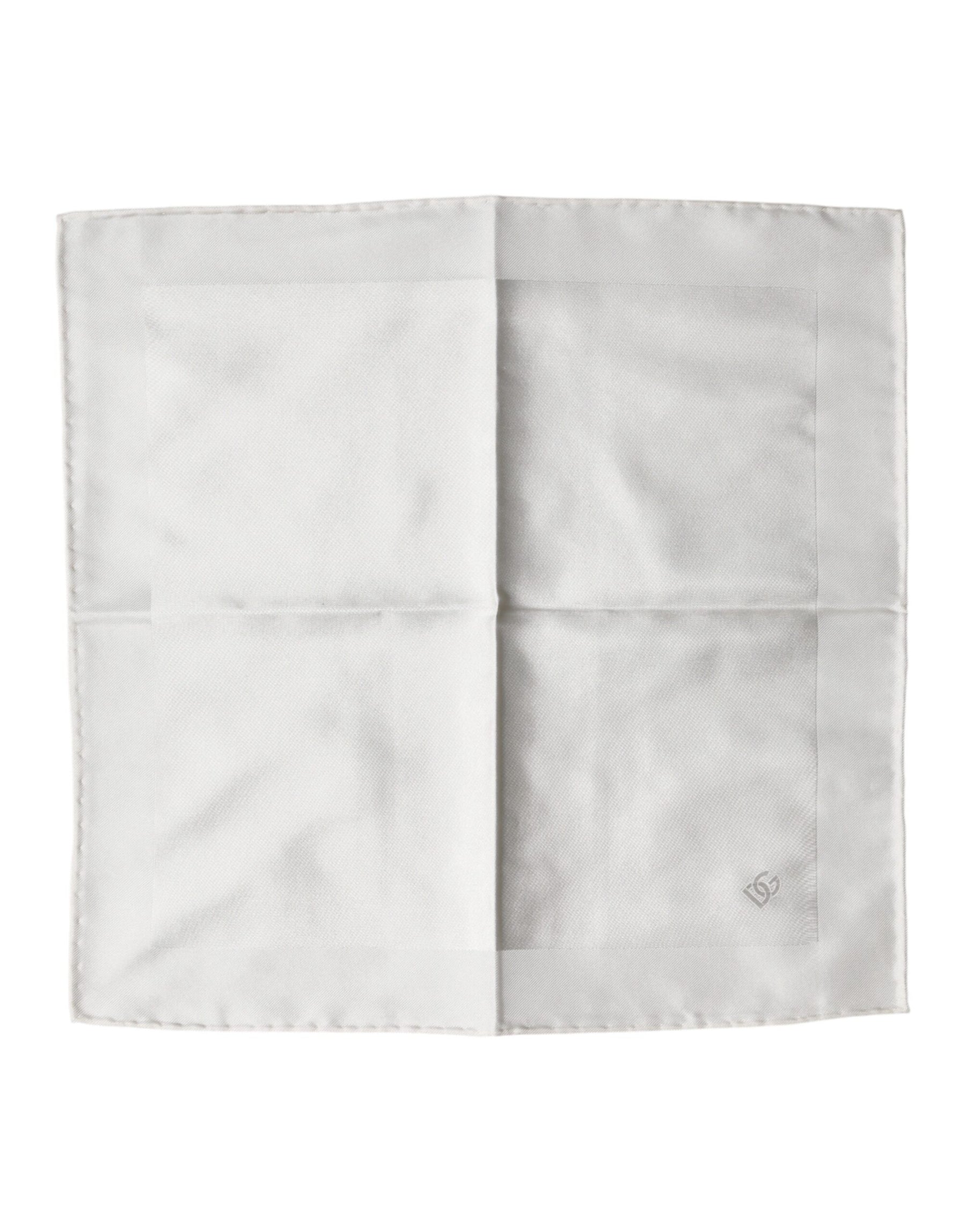 Dolce & Gabbana White Logo Silk Square Handkerchief Scarf | Regal Royce