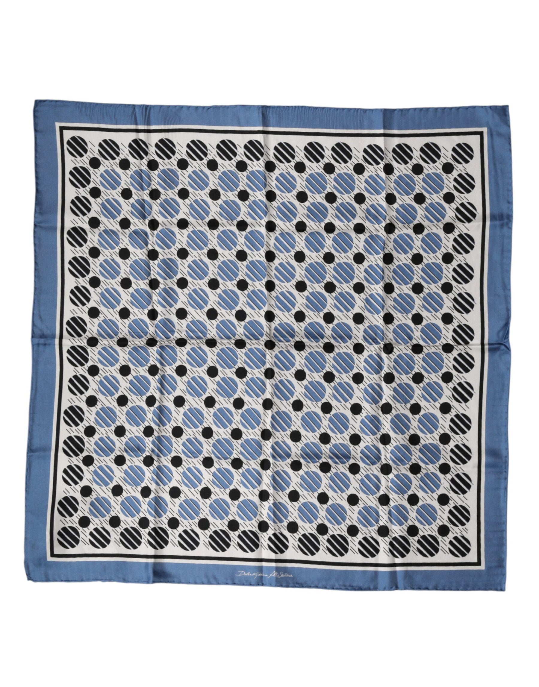 Dolce & Gabbana Blue Dotted Silk Square Foulard 66cm Scarf | Regal Royce