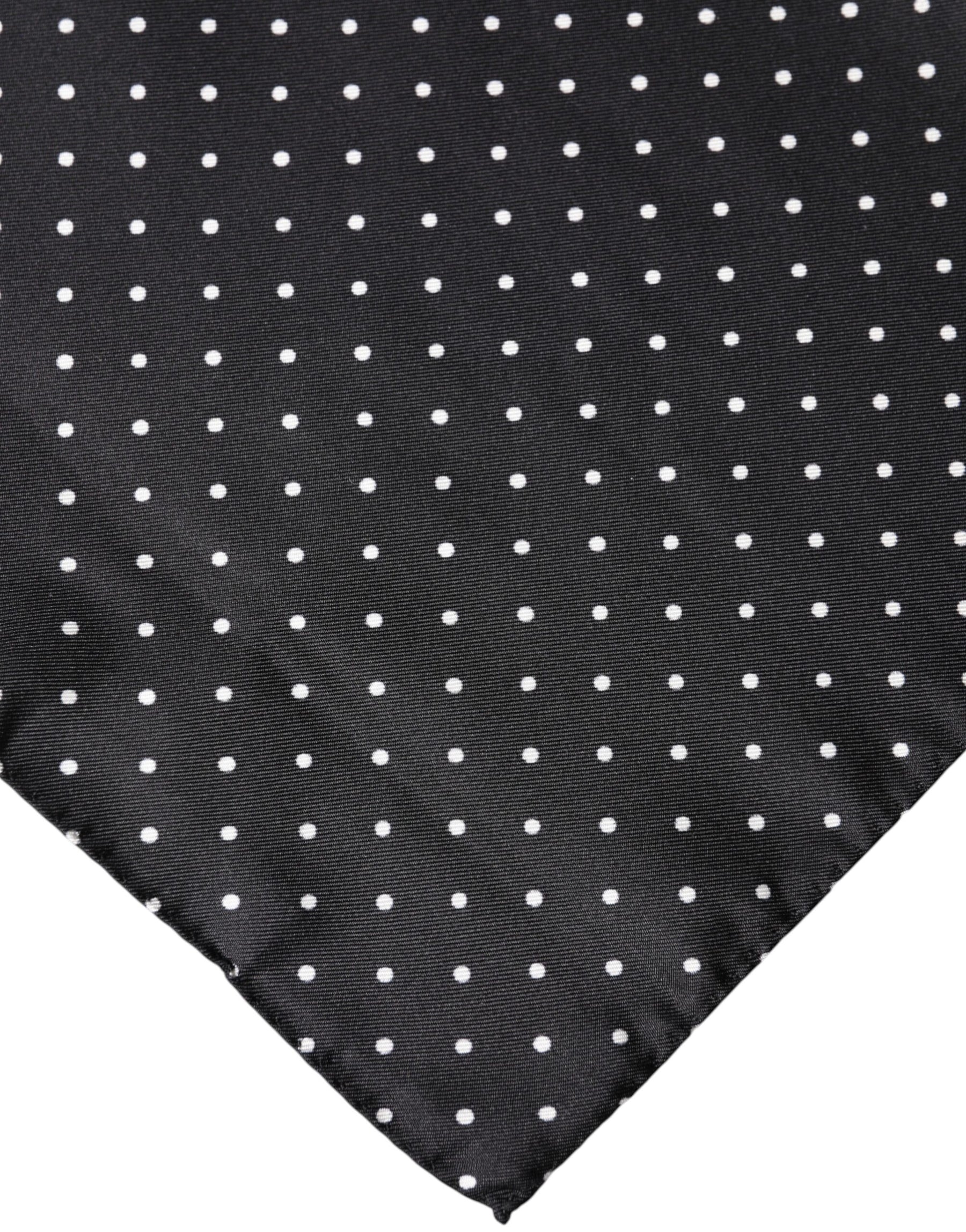 Dolce & Gabbana Black Polka Dot Silk Square Foulard Scarf | Regal Royce