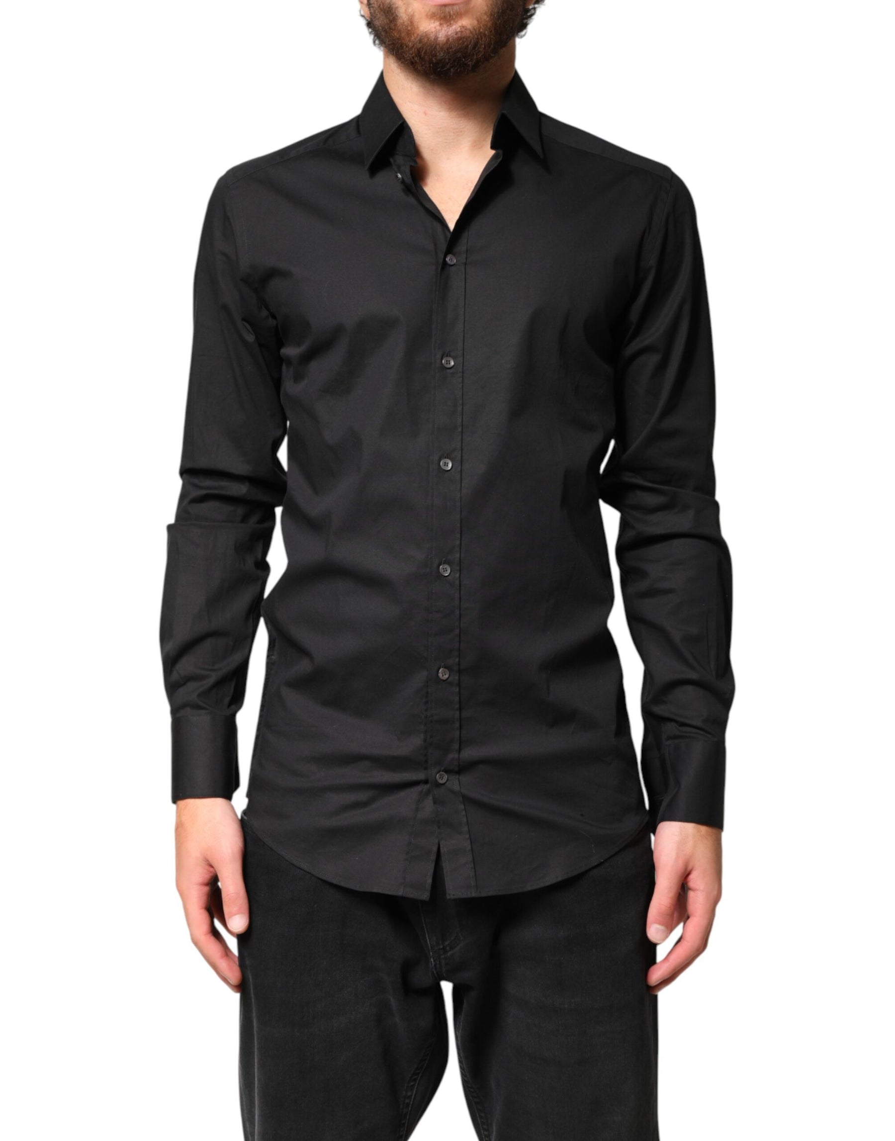 Dolce & Gabbana Black GOLD Cotton Men Dress Formal Shirt | Regal Royce