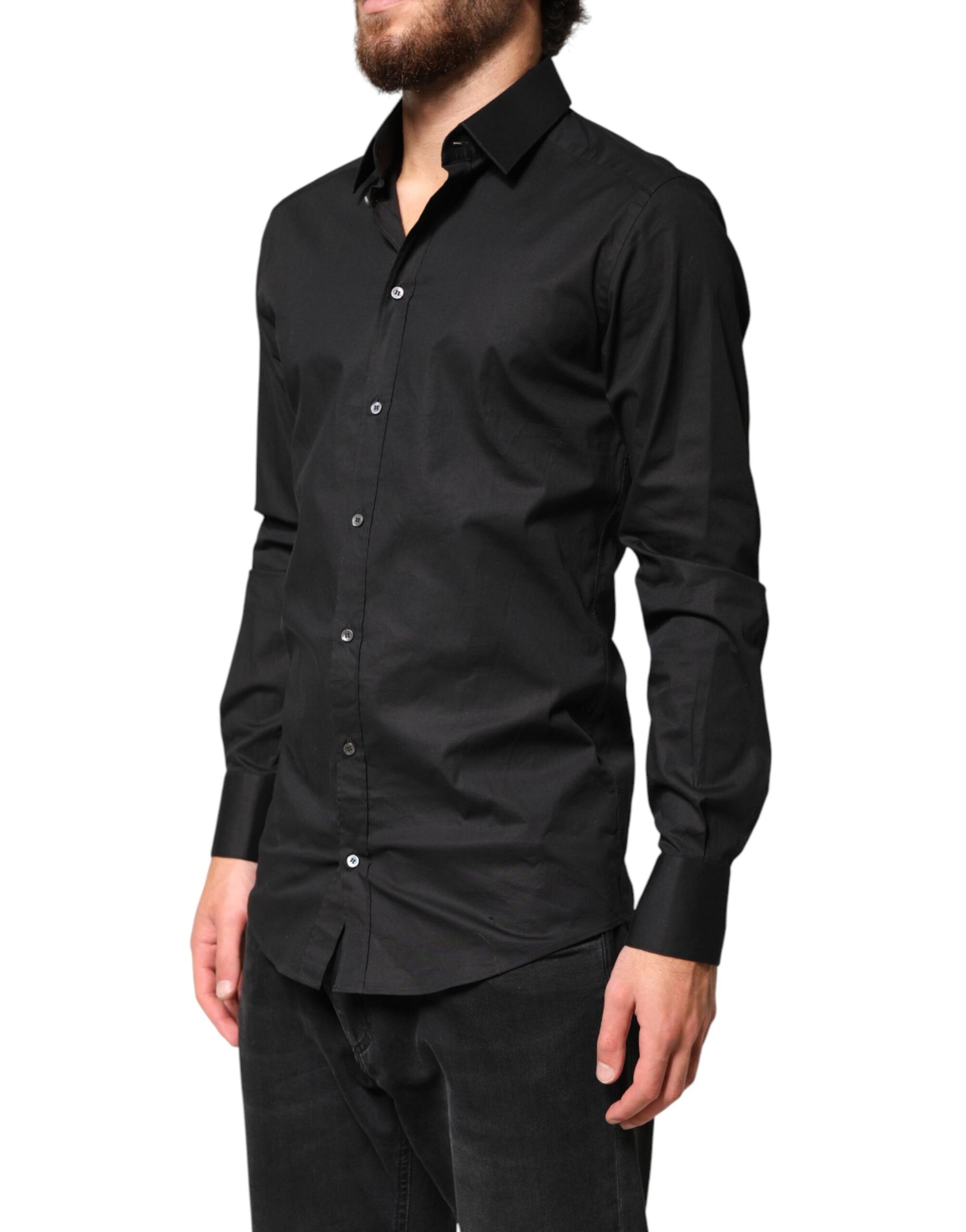 Dolce & Gabbana Black GOLD Cotton Men Dress Formal Shirt | Regal Royce