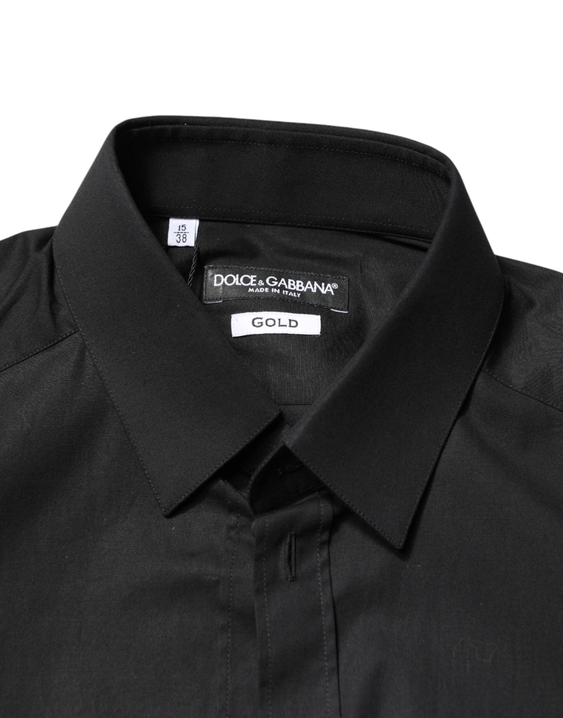 Dolce & Gabbana Black GOLD Cotton Men Dress Formal Shirt | Regal Royce