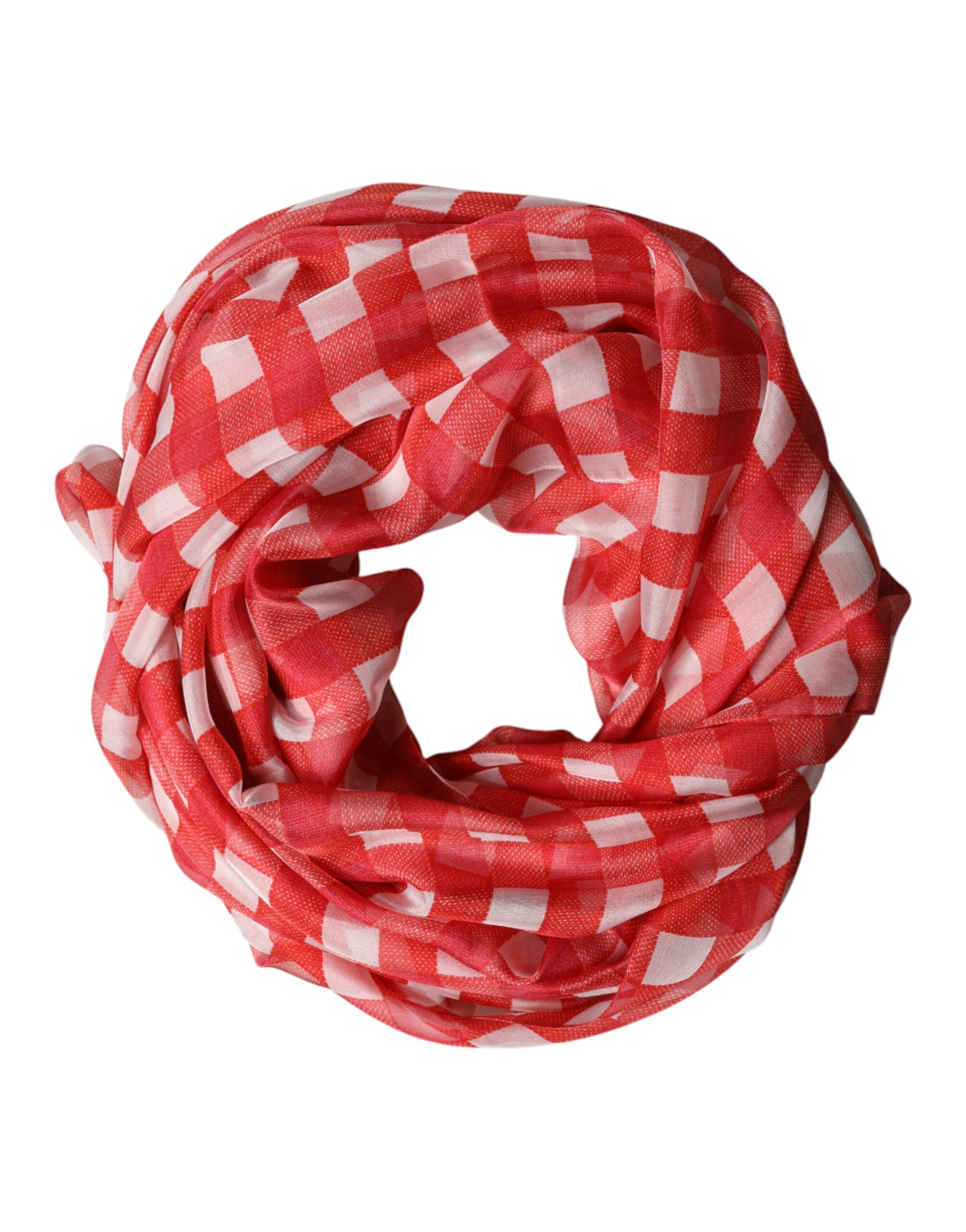 Dolce & Gabbana Red Checkered Stole Neck Wrap Shawl Scarf | Regal Royce