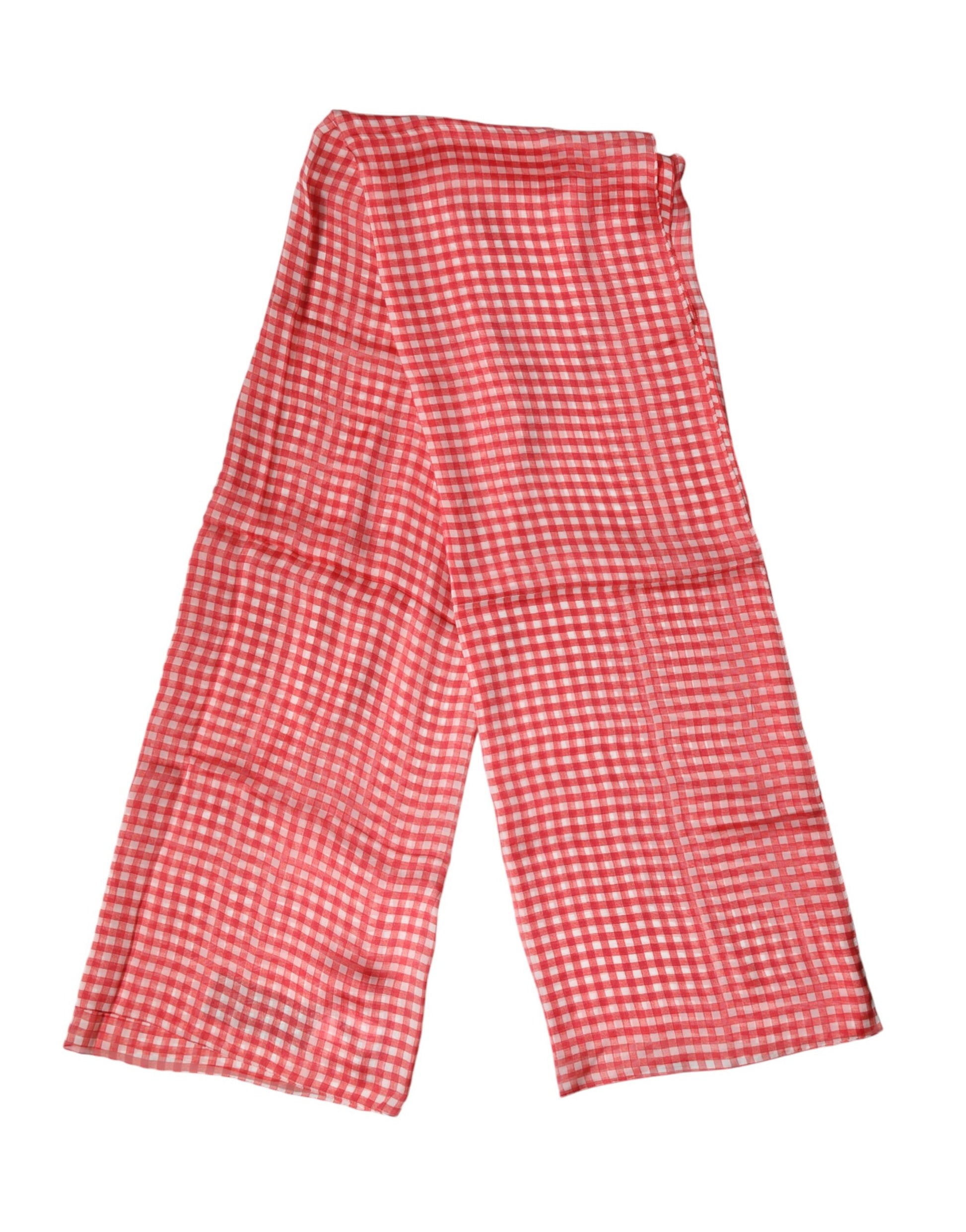 Dolce & Gabbana Red Checkered Silk Neck Wrap Shawl Scarf | Regal Royce